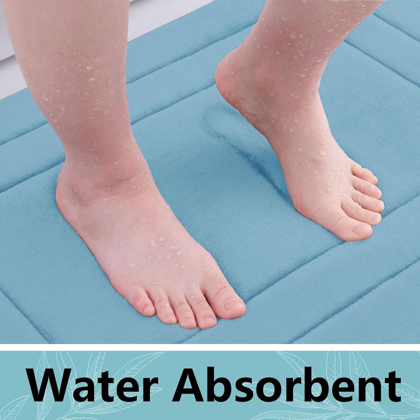 Arotive Memory Foam Bathroom Rug Mat 30x20, Ultra Soft and Absorbent Bath Mat, Machine Wash Dry, Comfortable Bath Rug Carpet for Bathroom Floor, Tub and Shower, Blue