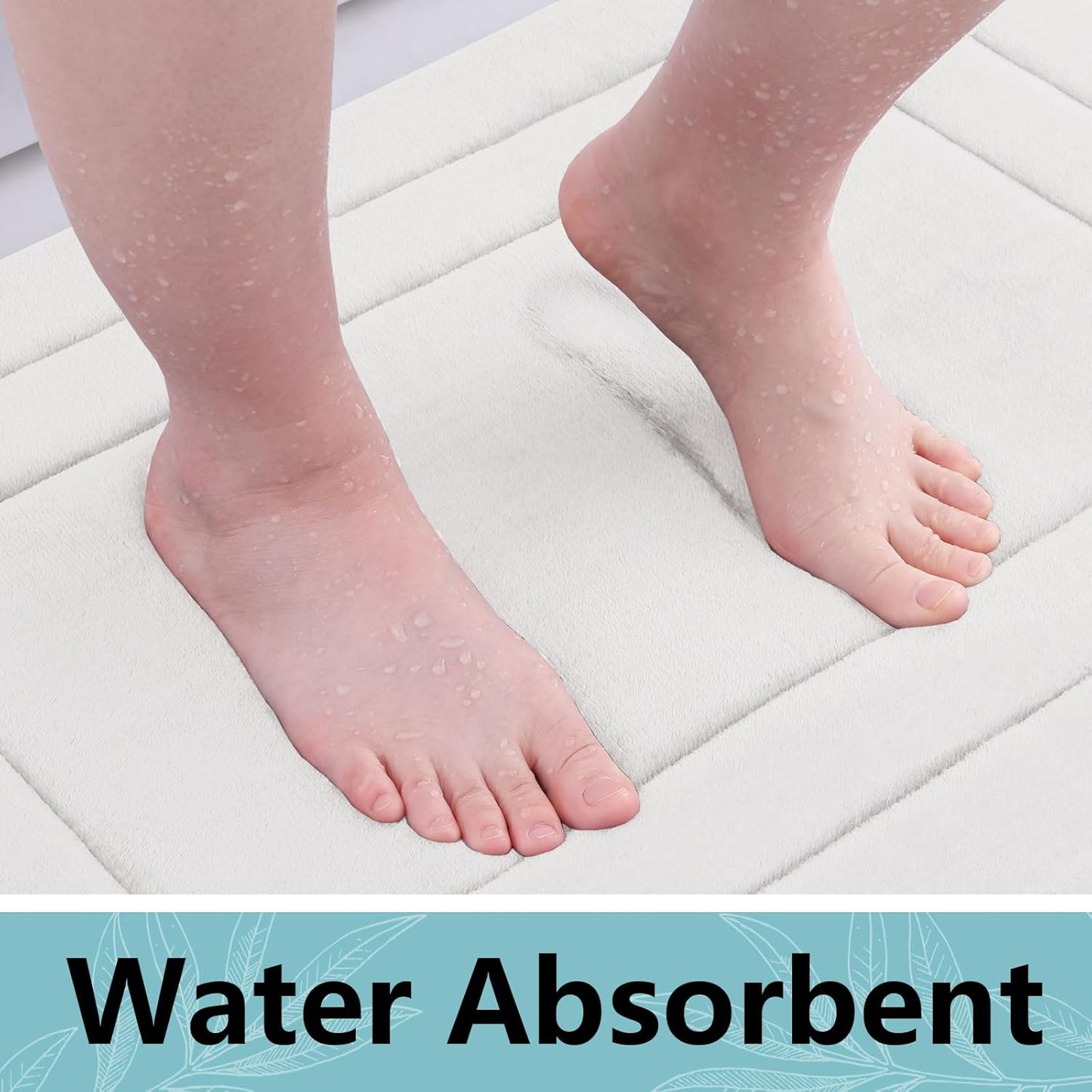 Arotive Memory Foam Bathroom Rug Mat 24x16, Ultra Soft and Absorbent Bath Mat, Machine Wash Dry, Comfortable Bath Rug Carpet for Bathroom Floor, Tub and Shower, Ivory