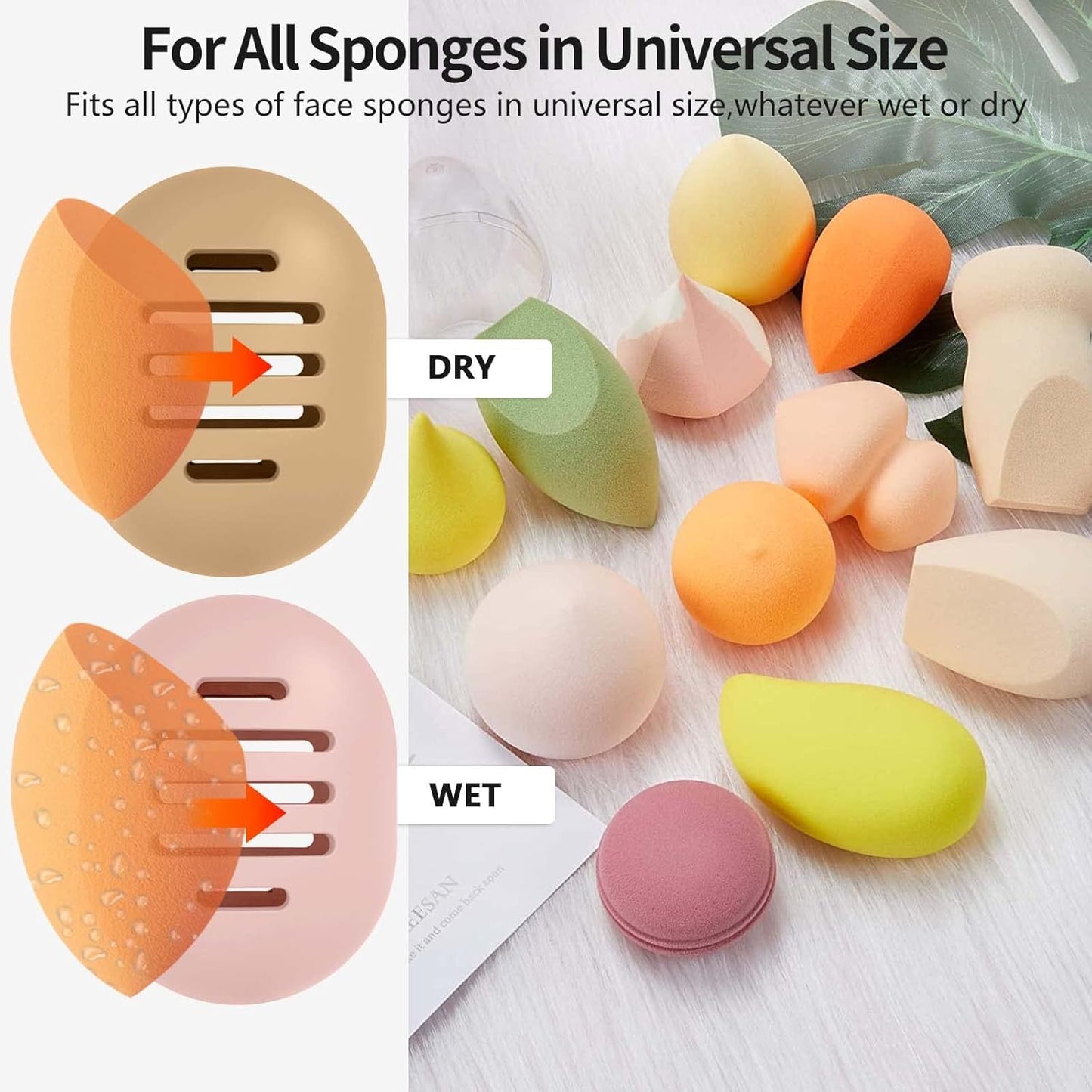 Makeup Sponge Holder,Double-sided Breathable Silicone Beauty Blender Holder,Integrated Make Up Sponge Travel Case for All Sponges,Black