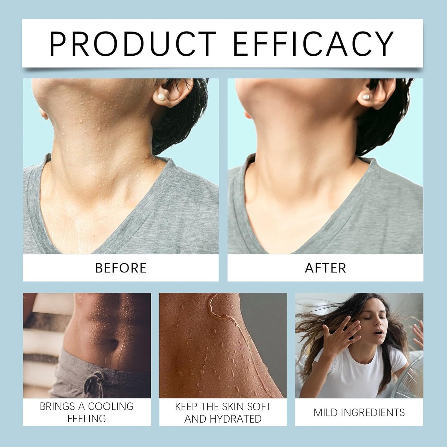 Portable Cooling Body Spray, 50ml, Refreshing Mint Scent, Non-Sticky Formula for Summer Use