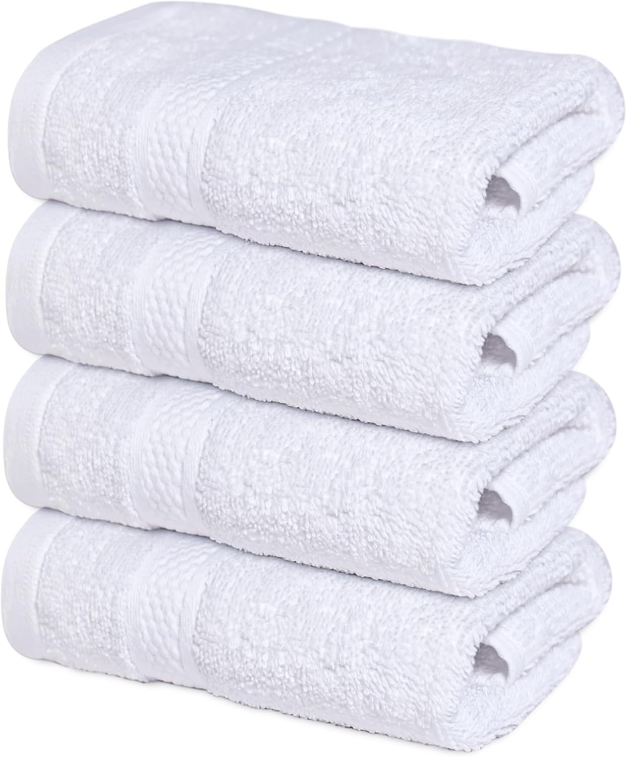 Infinitee Xclusives Luxury Wash Cloths for Showering [13x13] – 100% Cotton Washcloths [Pack of 4], Soft and Absorbent Face Towels for Bathroom Wash Clothes, Gym, and Spa (Brilliant White)