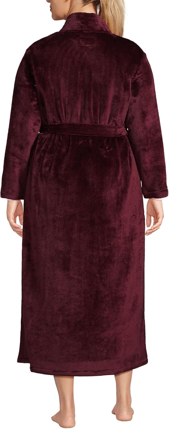Lands' End Women's Cozy Plush Long Wrap Robe