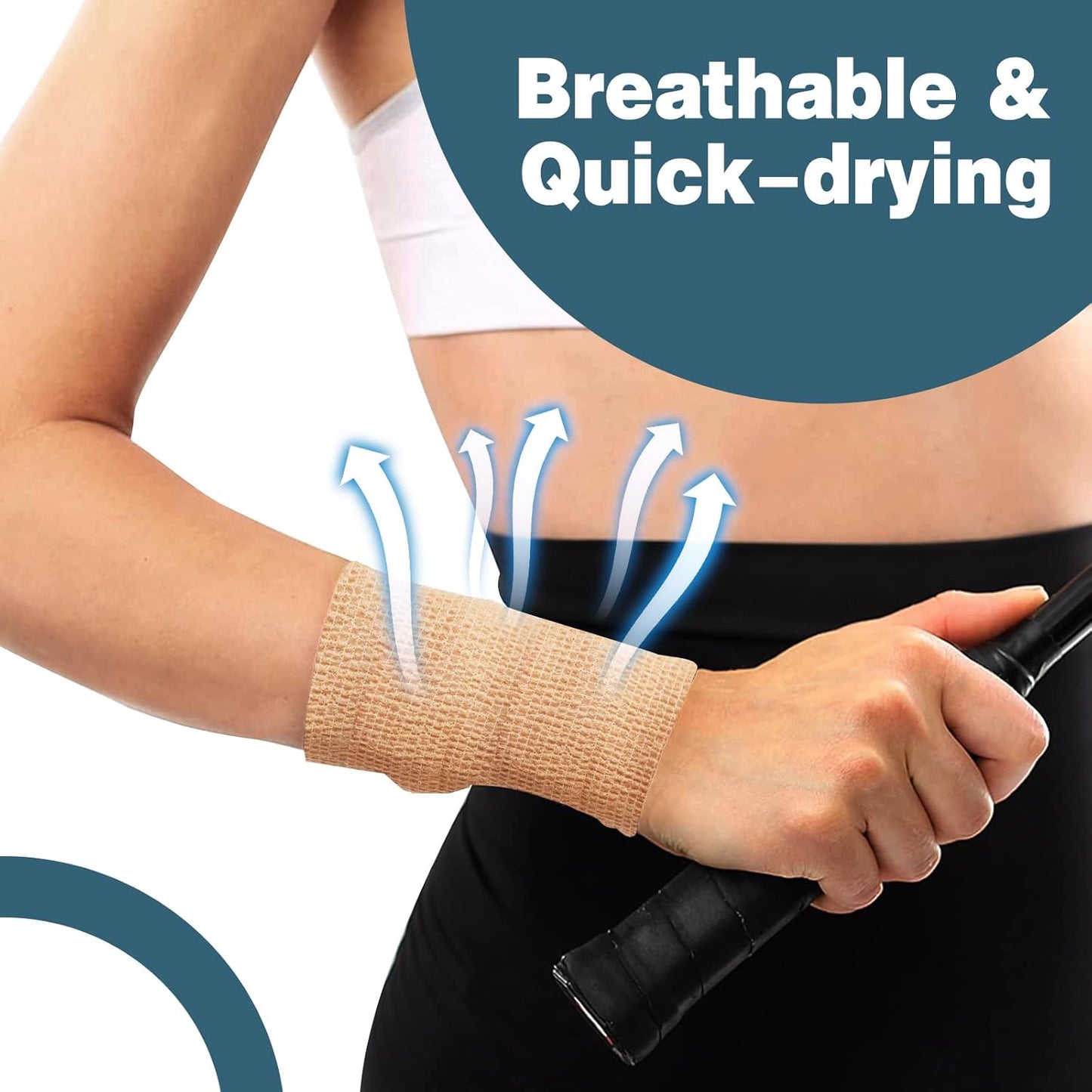 AZEN 16 Pack Self Adhesive Bandage Wrap, 2" X 5 Yards Elastic Cohesive Bandage Wrap, Skin Color Athletic Tape, Vet Wrap, Ankle Tape, Tattoo Grip Tape Wrap