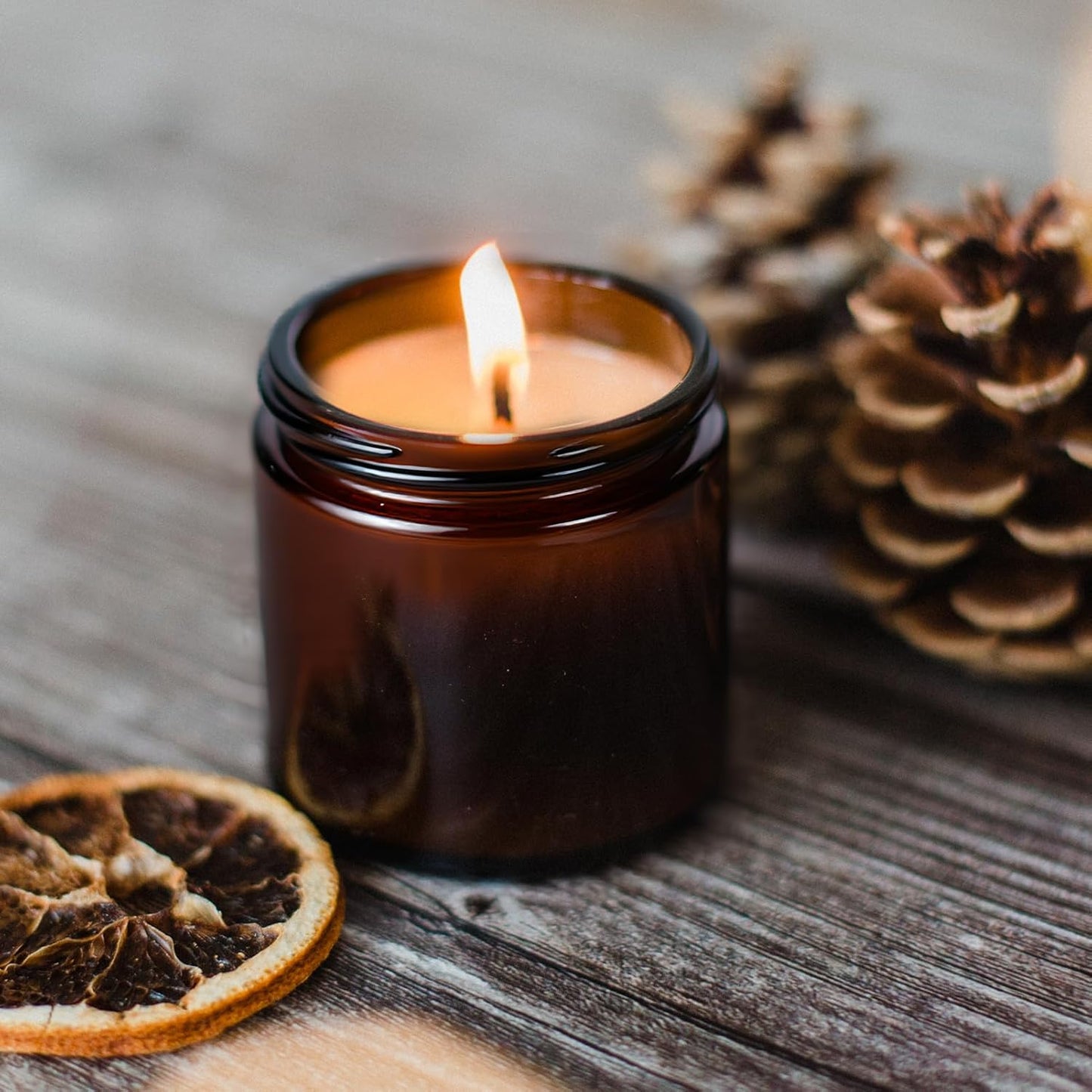 4 oz Glass Jars with Lids, Hoa Kinh 2 Pack Amber Small Glass Jars with Black Lids Empty Cosmetic Containers Airtight Round Glass Jar for Lotions, Powders and Ointments