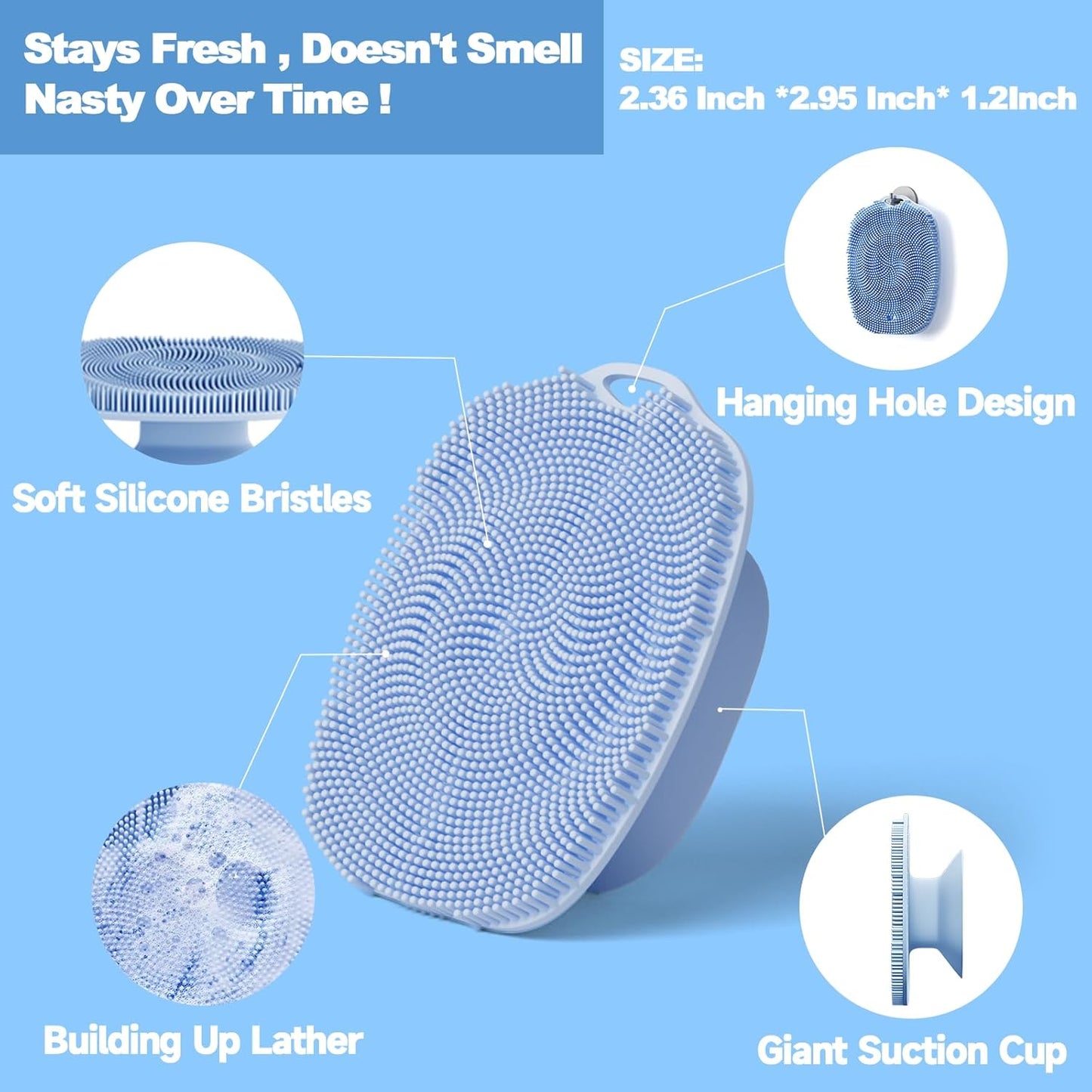 2 PCS Face Scrubber, Soft Silicone Face Exfoliator with Suction Cup for Man and Women Deep Skin Clean, Gentle Facial Cleaning Brush Suitable for All Sensitive Skin (Pink+Blue)