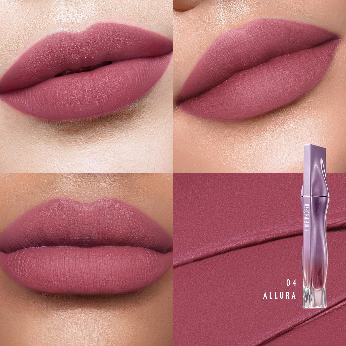 NEBULA VELVET LIP CREAM-Long Lasting Lip Stain, Waterproof and Transfer Proof Lip Tint, Matte Finish Lipstick, Smooth Out Lip Lines, Lightweight Lip Cream, High Coverage (04 ALLURA)