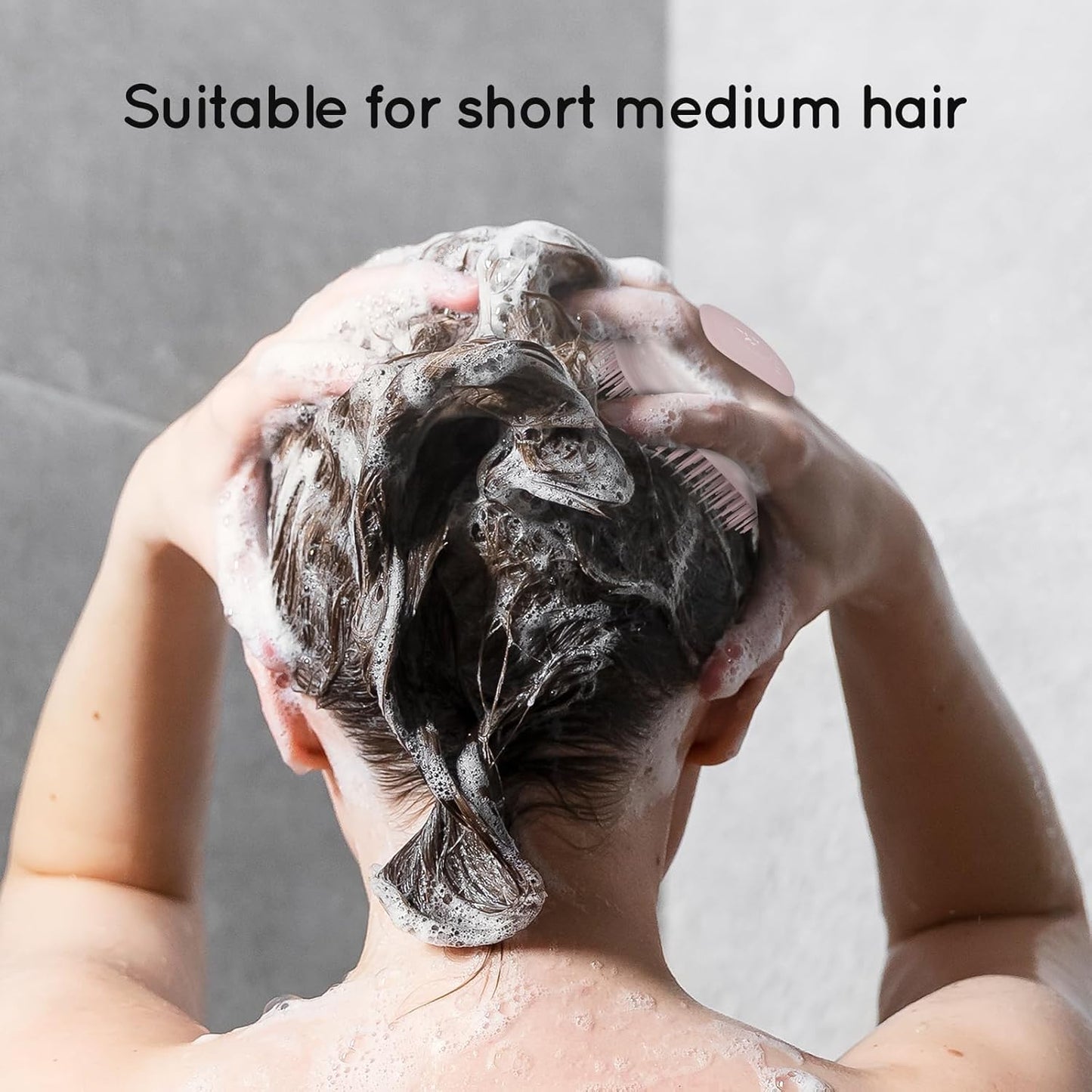 Scalp Massager Shampoo Brush, Scalp Scrubber & Exfoliator for Dandruff Removal, Wet & Dry and Detangler for Men and Women, Suitable for Short Medium Hair (Pink)