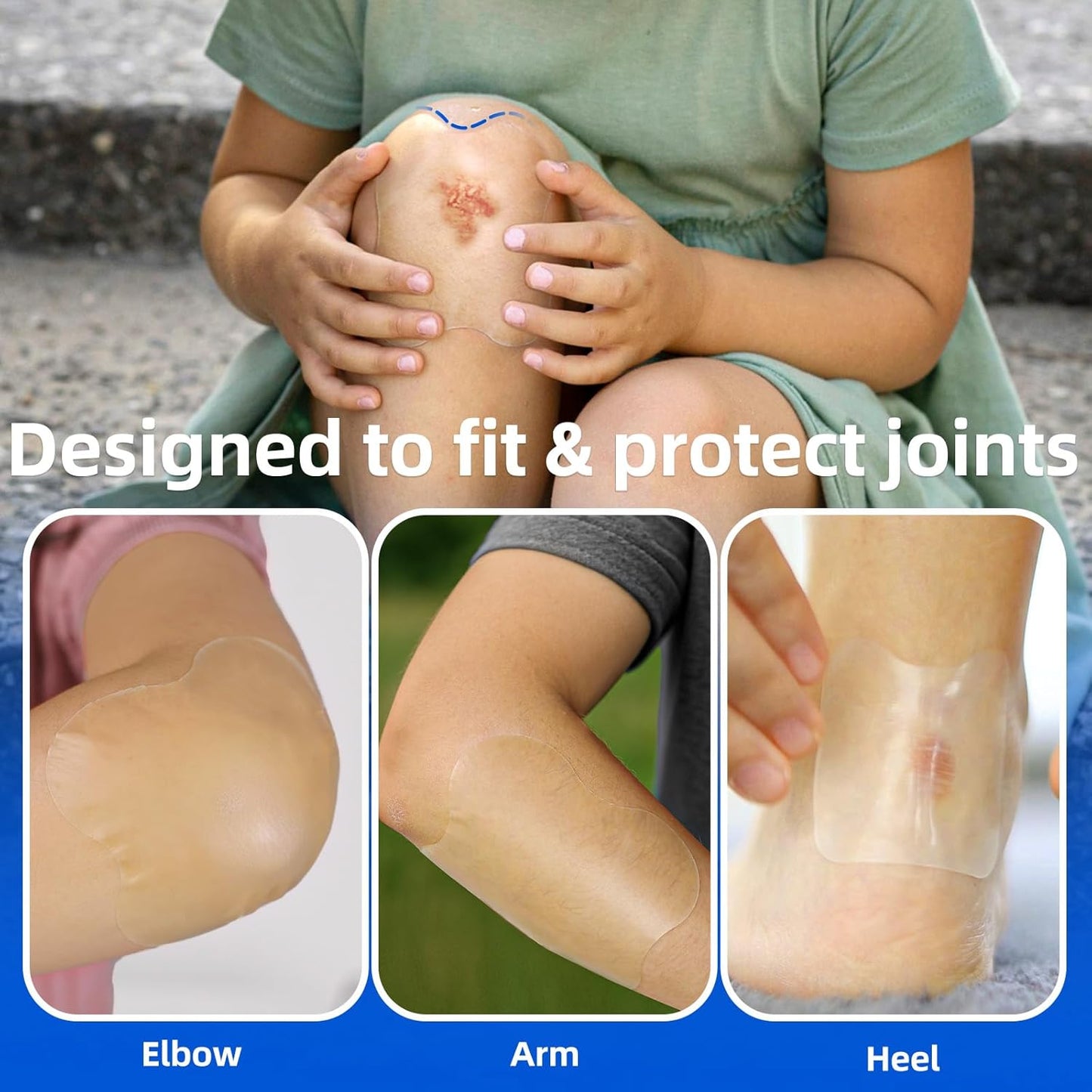 10 Count Hydrocolloid Bandages Ultra Thin 4"x4" - Hydrocolloid Gel Bandages Designed to Fit Joints, Wound Dressing for Abrasions, Blisters, Minor Exuding Wounds, Waterproof & Flexible