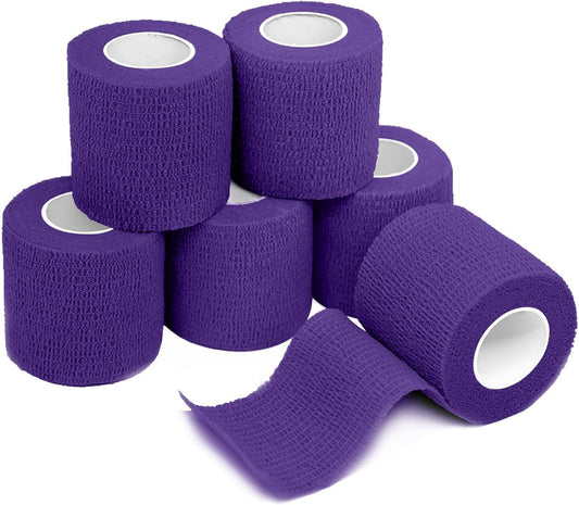 FriCARE Self Adhesive Bandage Wrap, Medical Tape in First Aid Kit, Cohesive Bandages for Wounds Sport Vet, FSA/HSA Eligible, 2 Inches X 5 Yards 6 Rolls, Irish Purple