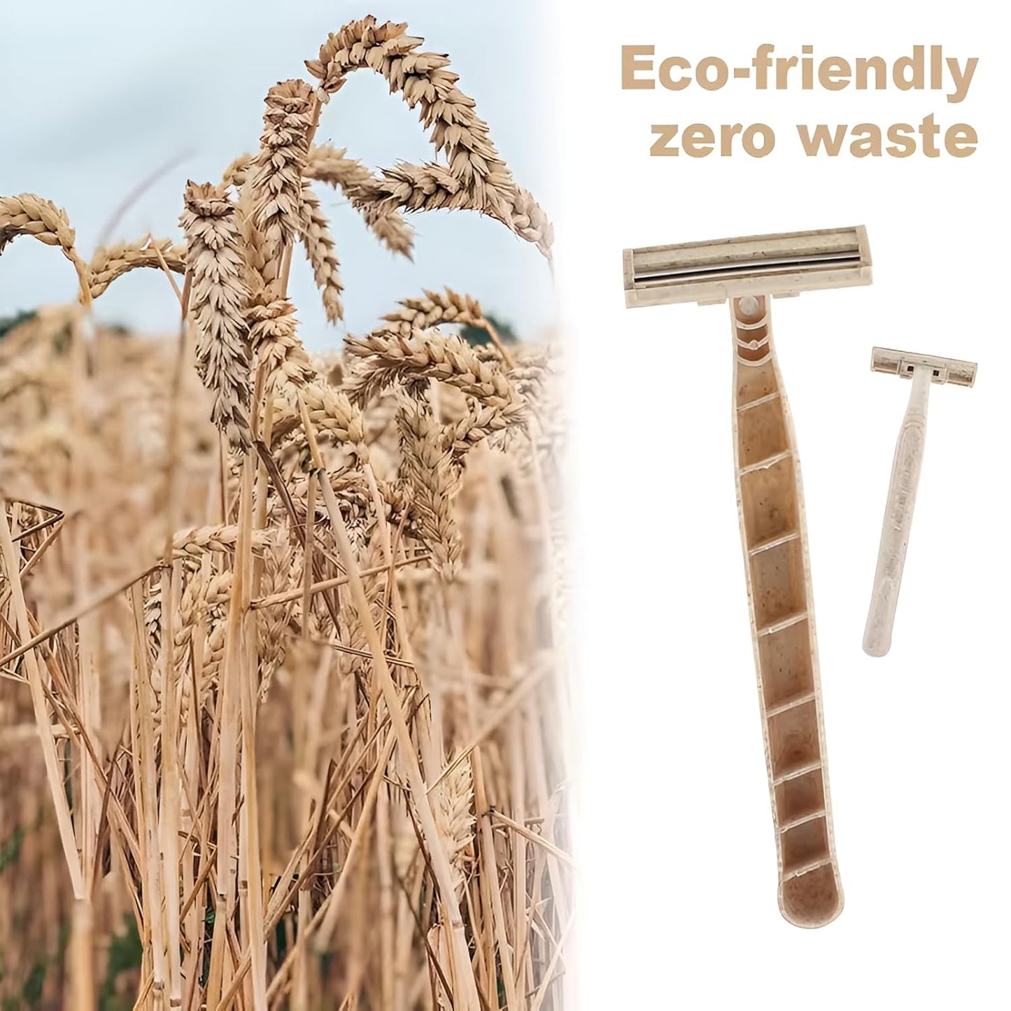 Disposable Razors Bulk for Men & Women – Twin Blade Unisex Shavers – Eco-Friendly, Biodegradable, Non-Toxic, Made from Recycled Wheat Straw 50 Count (Pack of 1) (50)