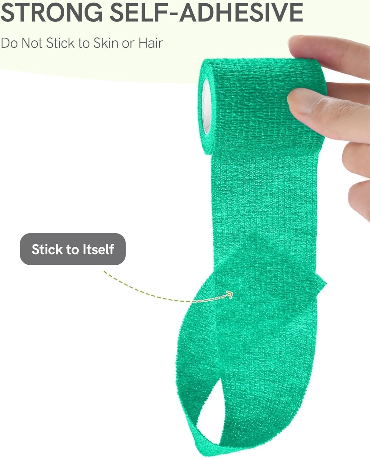 FriCARE Self Adhesive Bandage Wrap, Medical Tape in First Aid Kit, Cohesive Bandages for Wounds Sport Vet, 2 Inches X 5 Yards 6 Rolls, Teal