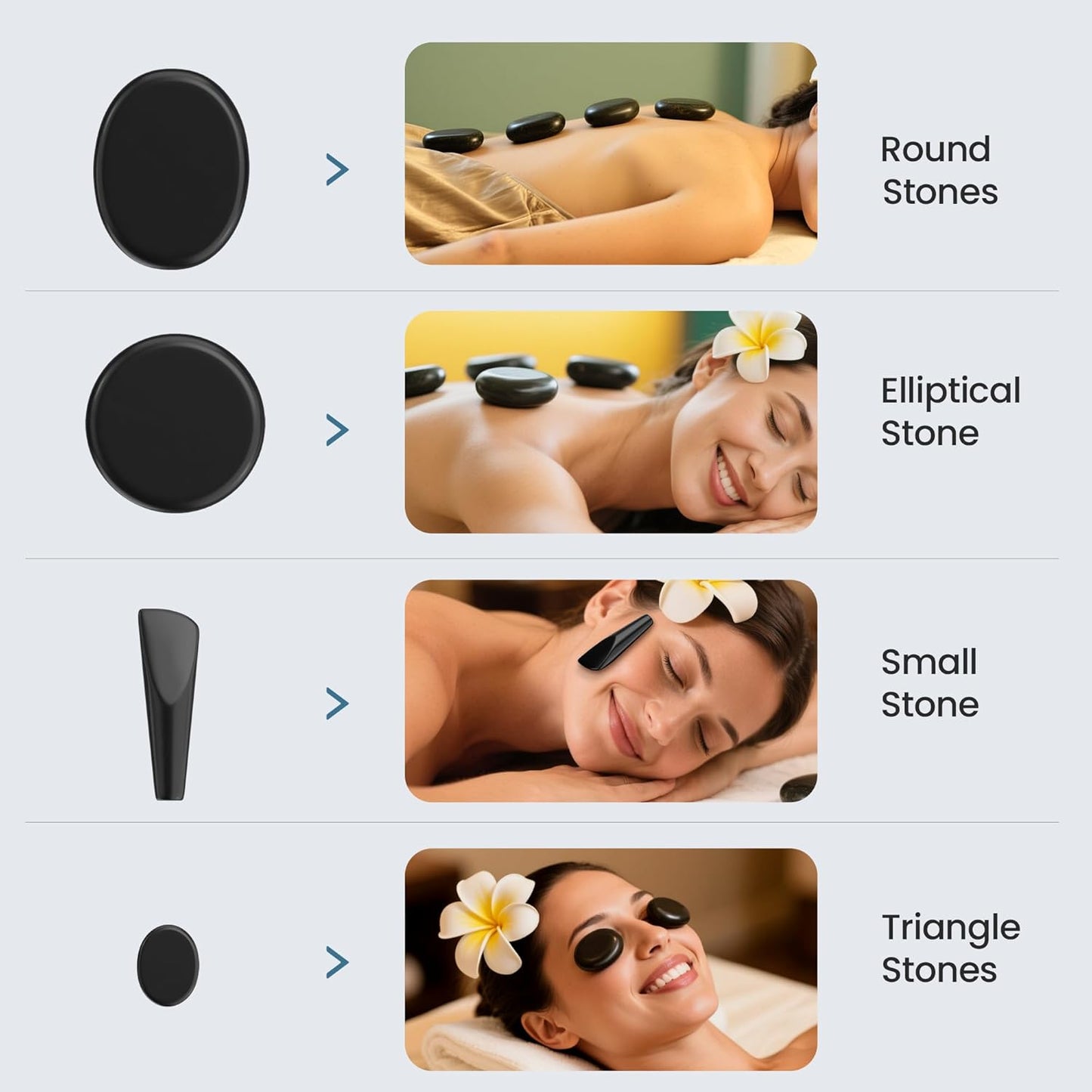 Shell Hot Stones Massage Set, 18-Piece Basalt Hot Stones with Heater Kit, Featuring an Elegant Seashell Design for Spa Use. Perfect for Relaxation, Healing, and Pain Relief. （White）