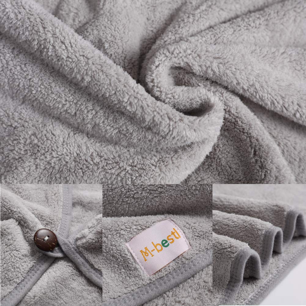 2 Pack Hair Drying Towels, Anti-frizz Hair Towel Wrap, Absorbent Microfiber Hair Towel Turban with Button Design for Straight Curly Hair (Dark Gray&Light Gray)