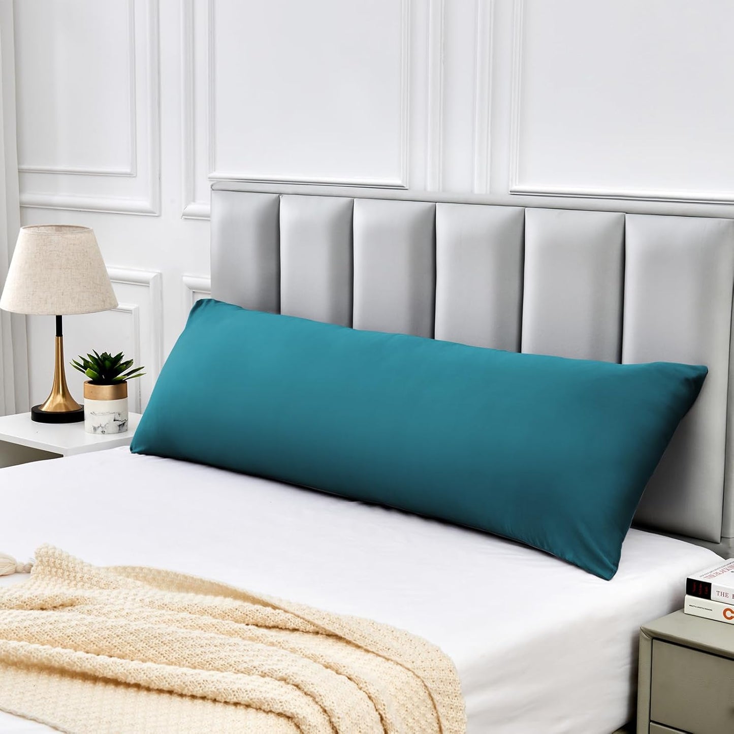 Warmstar Cotton Body Pillow Cover 1 Pack, 600 Thread Count Body Pillow case 20"x54", Long Body Pillow Case Cover Soft Breathable with Envelope Closure,Teal