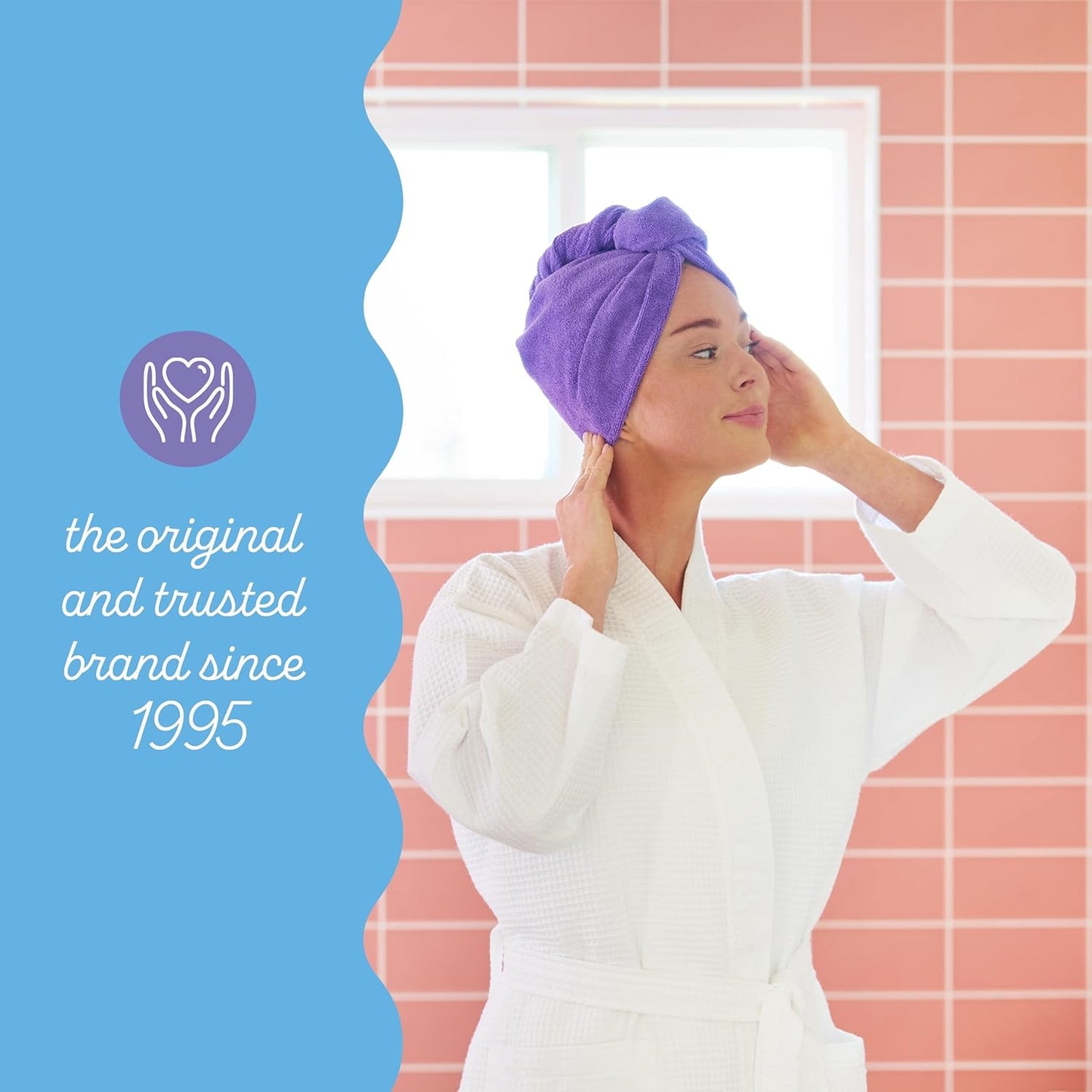 Turbie Twist 2-Pack Microfiber Hair Towel for Beauty, Travel, Gifting - Hair Wrap Turban for Straight, Wavy & Curly Hair - Premium Personal Care - Dark Purple & Light Purple