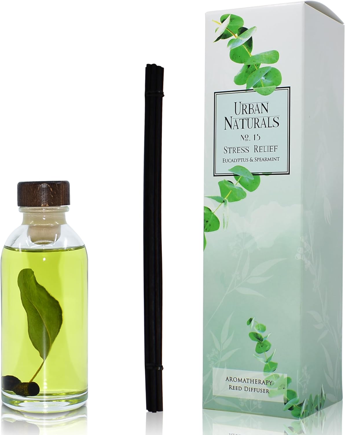 Urban Naturals Eucalyptus Spearmint Stress Relief Aromatherapy Diffuser Gift Set | Fragrance Your Space | Fresh Scented Room Freshener + Home Decor | Home Gift Idea. Vegan.