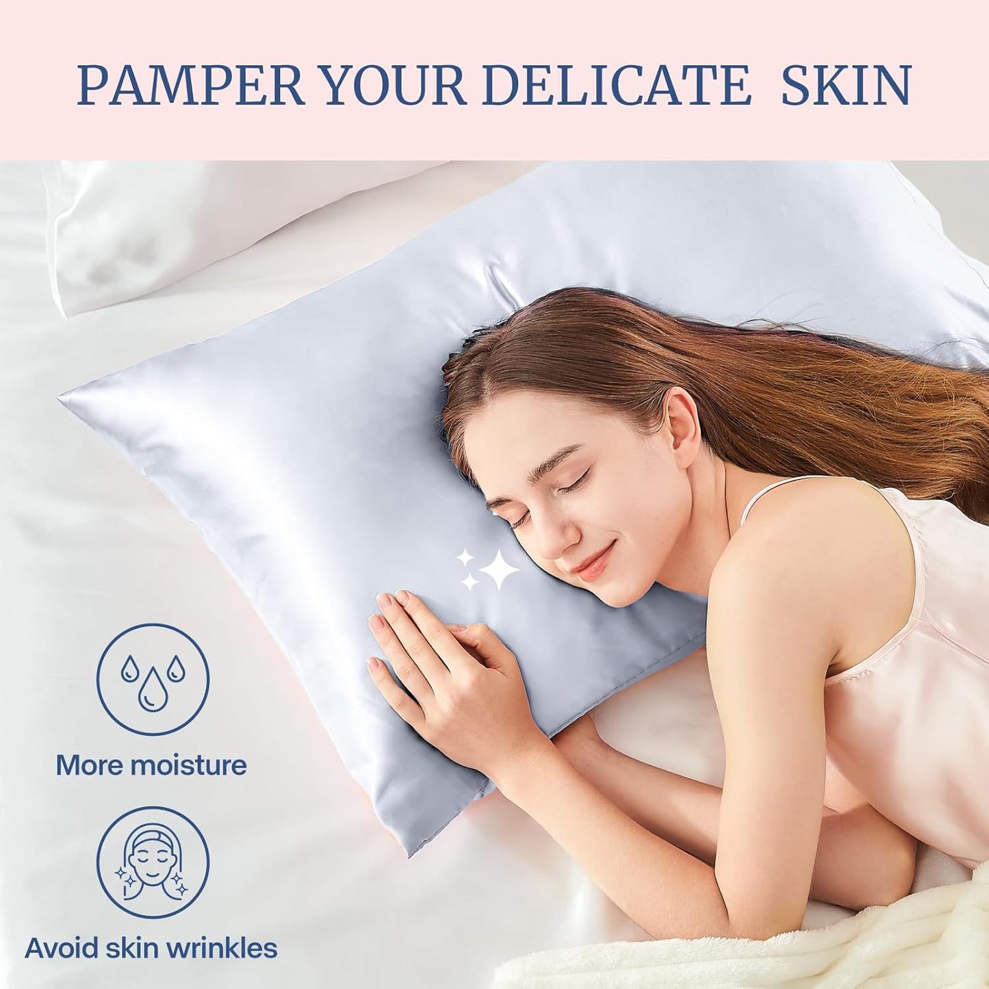 BEDELITE Satin Pillowcase for Hair and Skin, Super Soft Similar to Silk Pillow Cases 4 Pack with Envelope Closure, Cooling Pillowcases for Women Men (20"x30" Queen Size, Evening Haze)