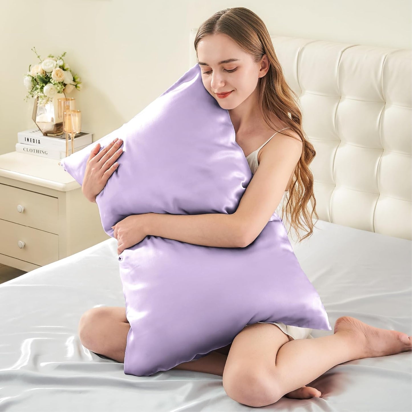 INFIIXSO Mulberry Silk Pillow Case King Size, Silk Pillowcase with Hidden Zipper 20"x36", Extraordinary Smooth and Soft Pillow Cases for Hair and Skin(Lavender, 1 Pack)