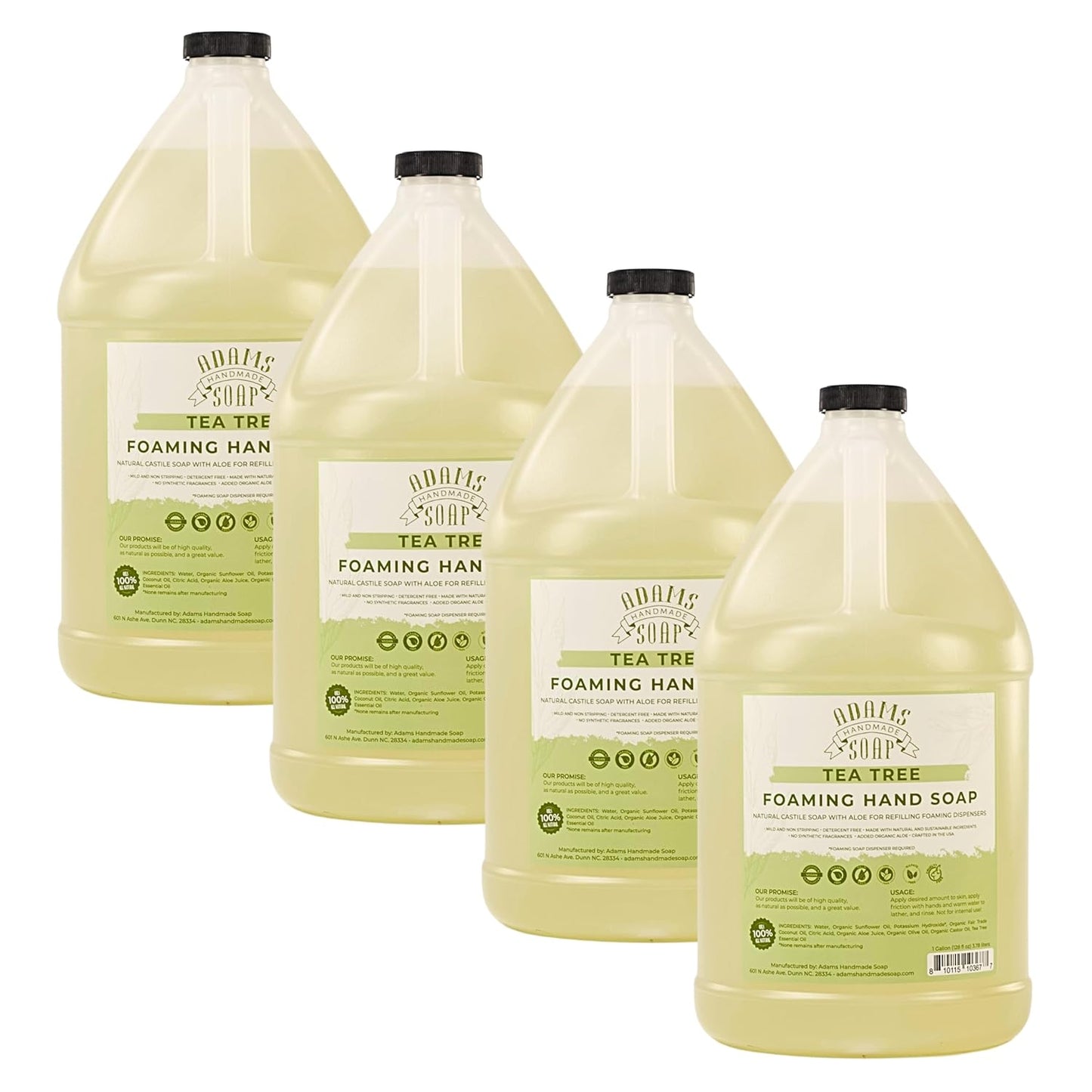 Adams Handmade Soap Liquid Foaming Soap 1 Gal - Tea Tree (Pack of 4)