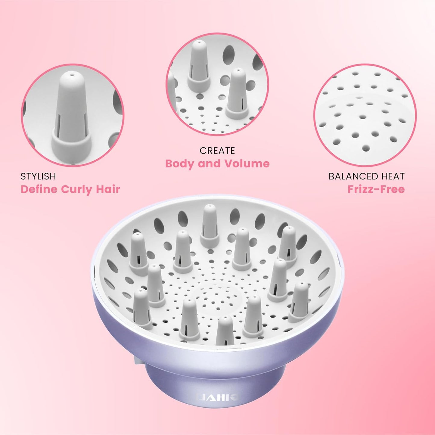 Universal Hair Diffuser “Super Sturdy” 1.7 Inch to 2.6 Inch for Natural Curly and Wavy Hair, Hair Dryer Attachment (White)