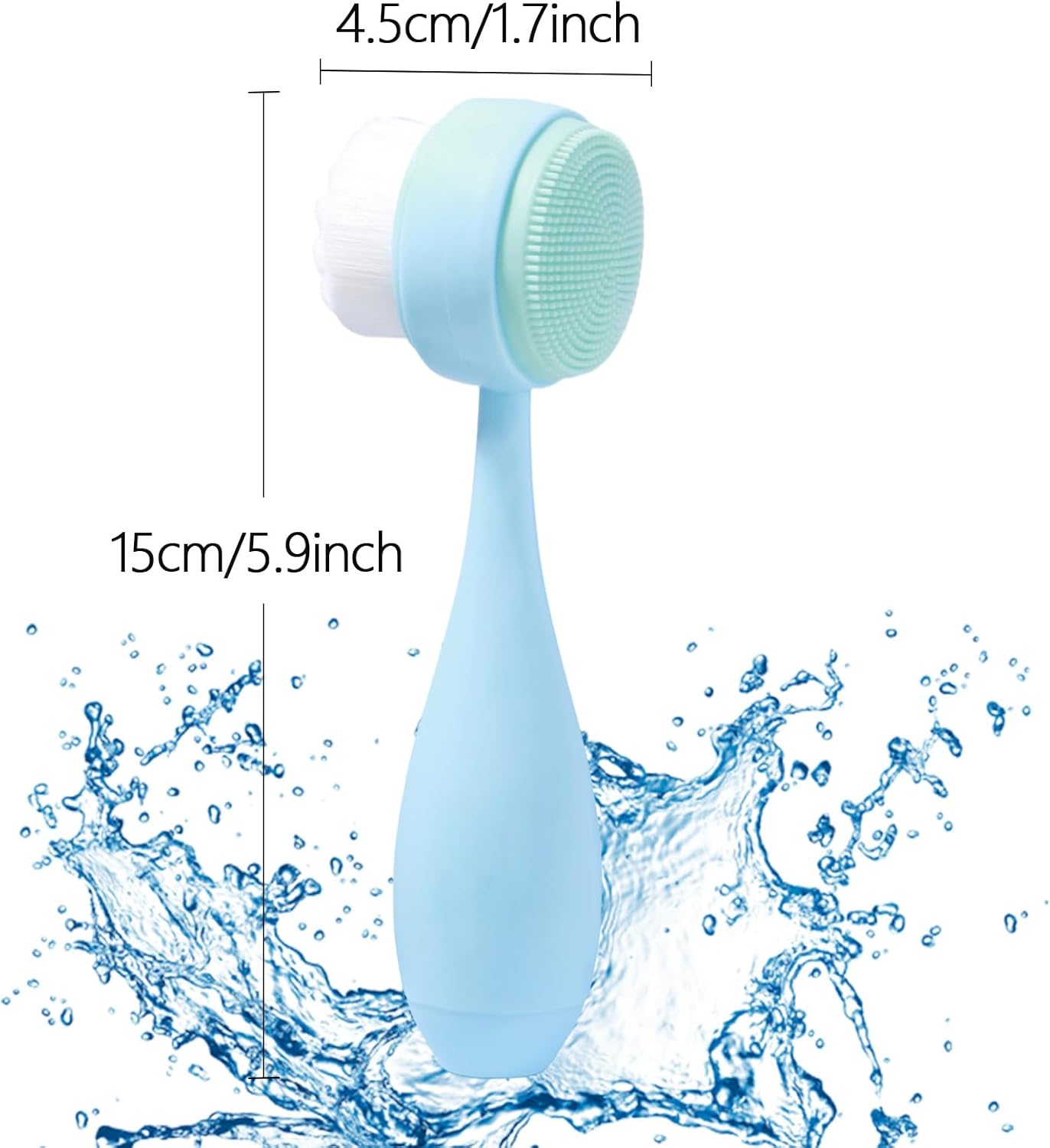 Face Brush 2 in 1, Facial Cleansing Brush Double Sides, Facial Exfoliation Scrub Brush Silicone Manual Face Scrubber Brush for Gentle Deep Pore Cleansing, Skincare (Sky Blue, 2 Pack)