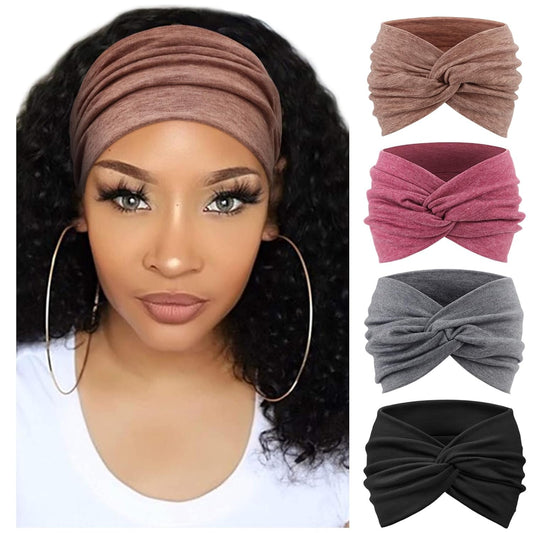Extra Wide Headbands for Women Large Turban Headband Non Slip Boho Elastic Hairband Hair Twisted Knot Head Bands Accessories