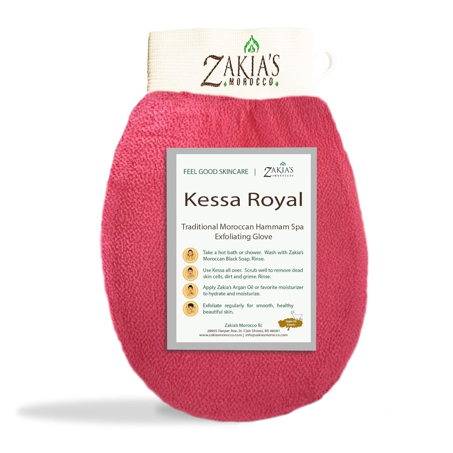 Original Kessa Exfoliating Glove - Lively Pink - Microdermabrasion Exfoliating Mitts, Removes unwanted dead skin, dirt and grime and Keratosis Pilaris. Great for spray tan removal. 1 unit