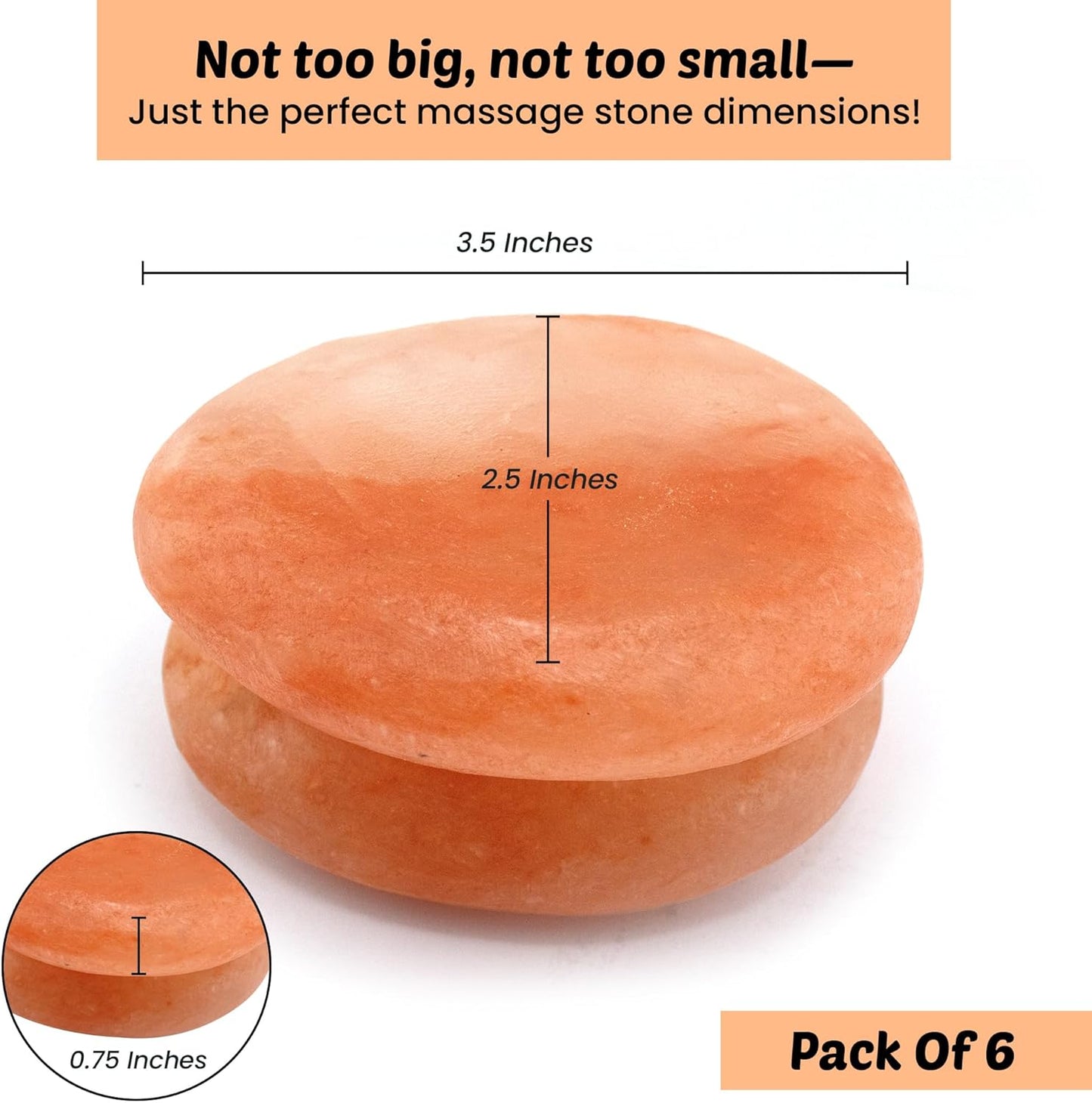 POHS Pack of 6 Flat Oval Massage Stone, Deodorant Stone, Pink Crystal Hand -Carved hot & Cold for Massage Therapy