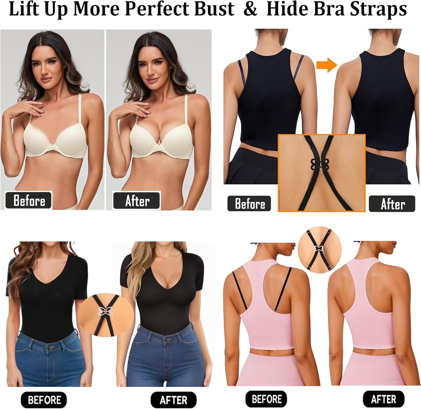 Bra Strap Clips Holder, Bra Clips to Make Racerback, Bra Strap Holders for Slip, Bra Clips for Conceal Straps - Bra Converter Cleavage