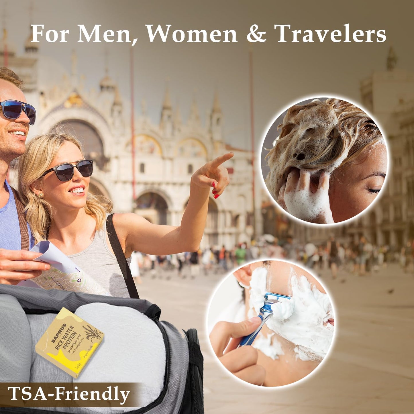 Rice Water Shampoo Bar & Argan Conditioner Bar Set – Strengthening & Nourishing Hair Care Duo for Fine or Weak Hair – Solid Shampoo and Conditioner Bars for Growth, Shine & Scalp Balance