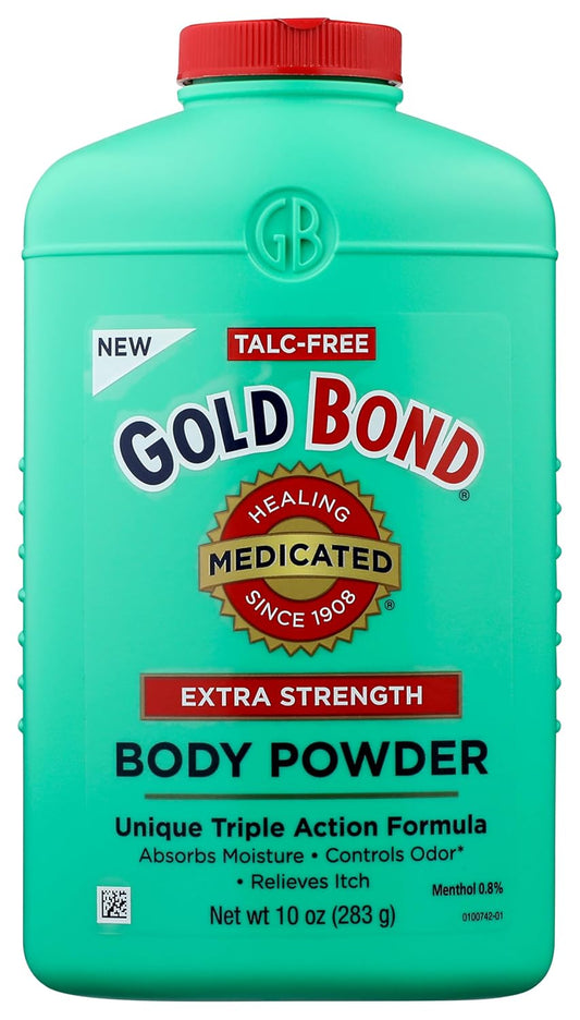 Gold Bond Medicated Talc-Free Extra Strength Body Powder, 10 oz., for Cooling, Absorbing Itch Relief