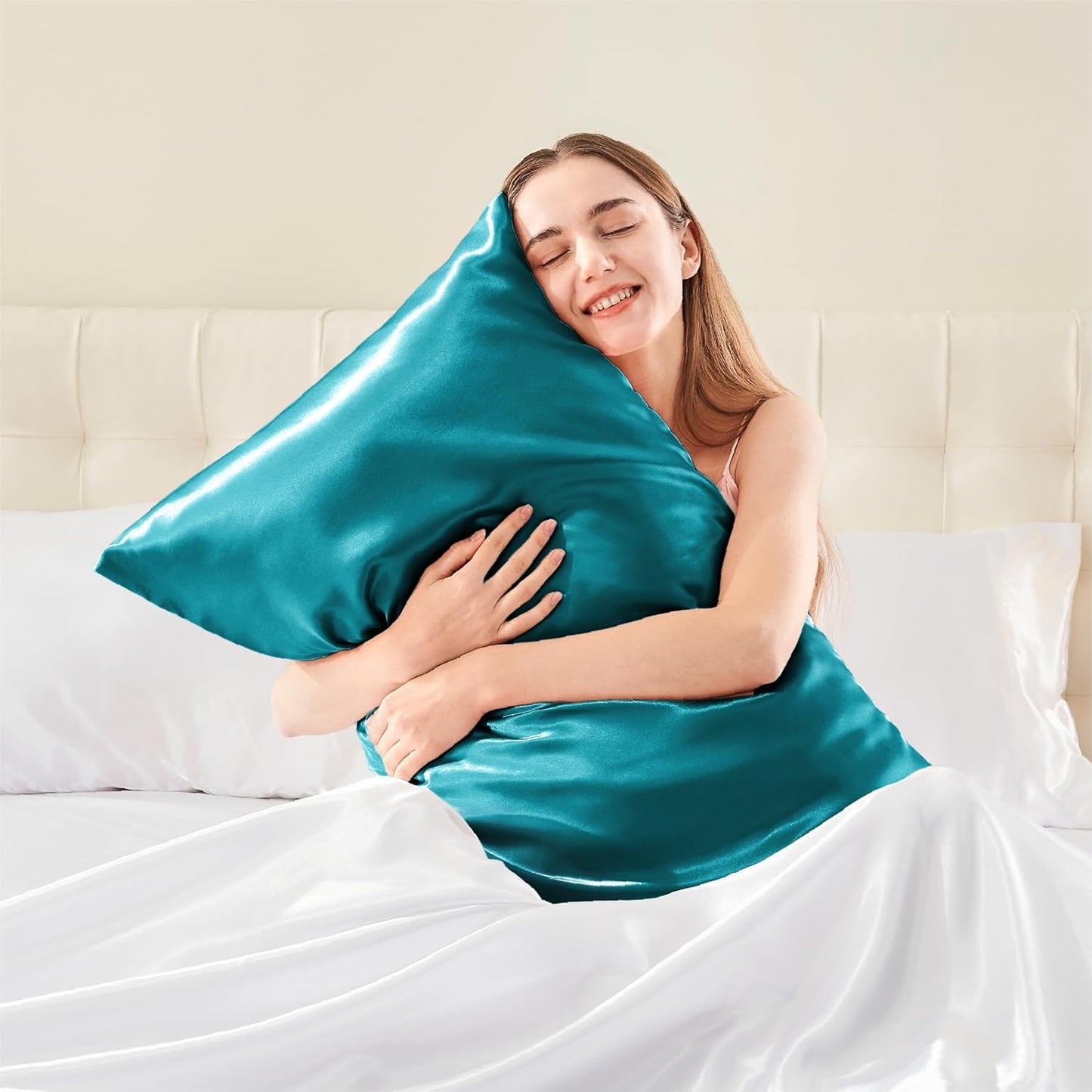 BEDELITE Satin Body Pillow Cover, Super Soft and Cooling Body Pillow Pillowcase for Hair and Skin, Breathable Silky Full Long Pillowcase Cover(20"x54", Teal)