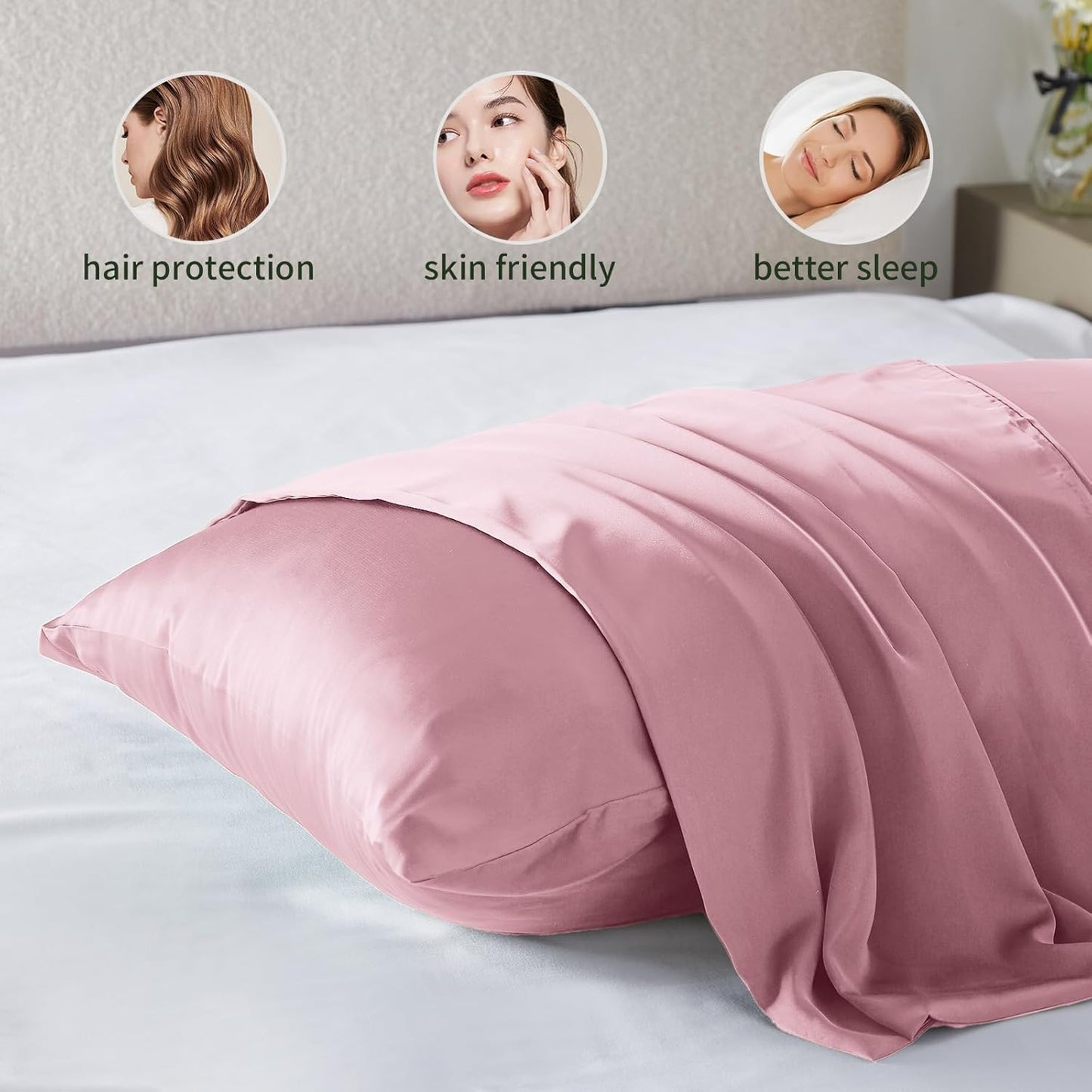 Silk Pillowcase for Hair and Skin Mulberry Silk Pillowcase Soft Breathable Smooth Both Sided Natural Silk Pillowcase with Zipper Beauty Sleep Silk Pillow Case 1 Pack for Gift (Queen, Pink)