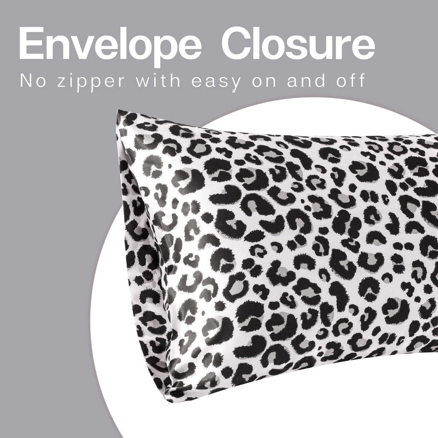 MR&HM Satin Pillowcase for Hair and Skin, Silk Satin Pillowcase 2 Pack, King Size Pillow Cases Set of 2, Silky Pillow Cover with Envelope Closure (20x40, White Leopard)