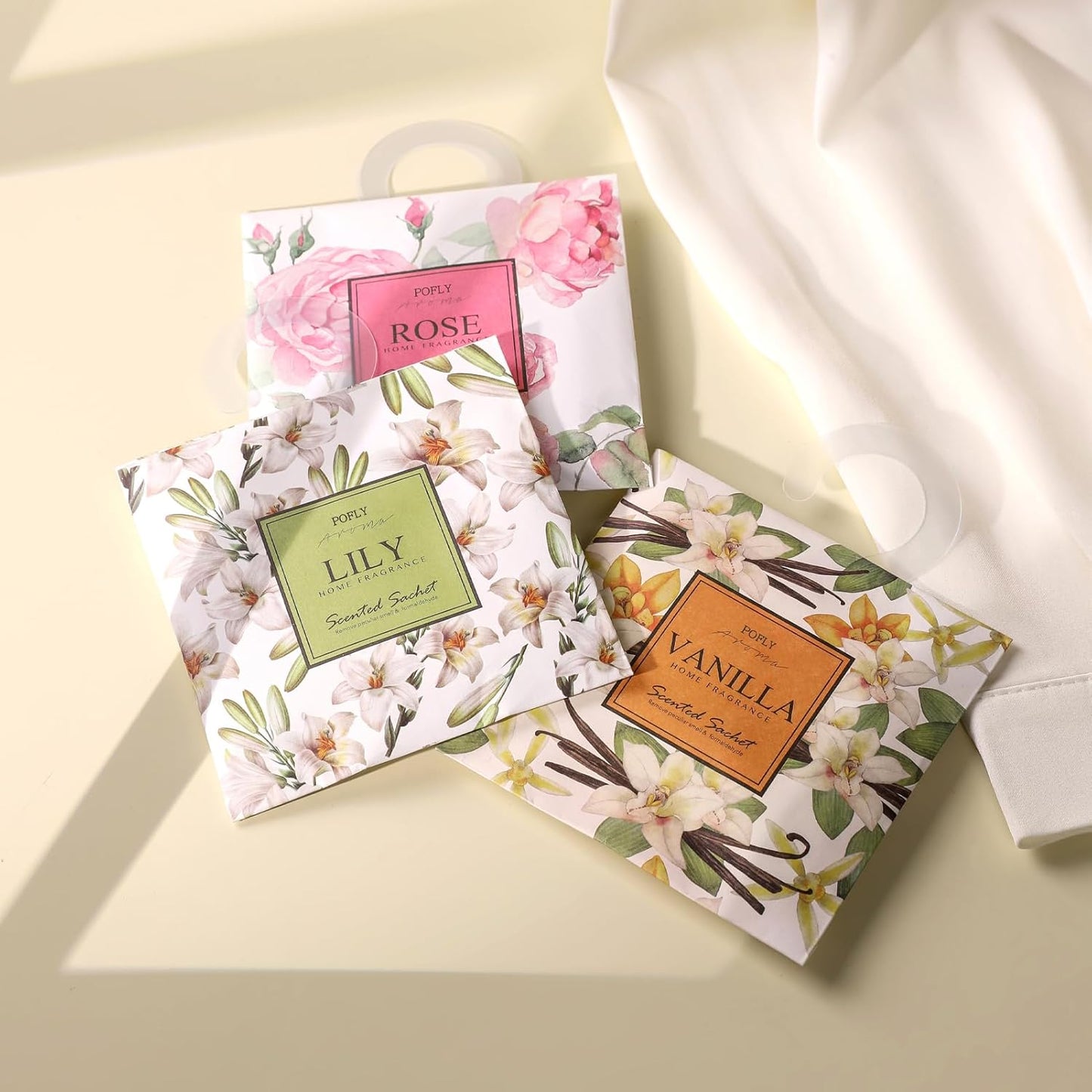 12 Packs Gardenia Scented Sachets – Long-Lasting Air Freshener & Closet Deodorizer for Drawers, Closets, Cars & Wardrobes