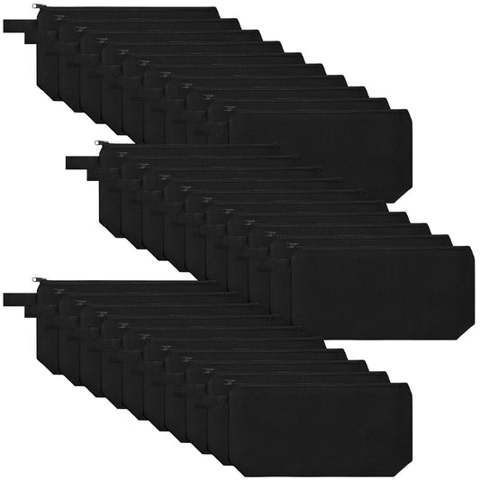 Saintrygo 30 Pcs Makeup Bag Travel Canvas Cosmetic Bag Bulk Multipurpose Small Makeup Pouch for Purse Portable Blank Zipper Toiletry Organizer DIY for Women Assorted Color (Black,9.8 x 5 x 2 Inch)