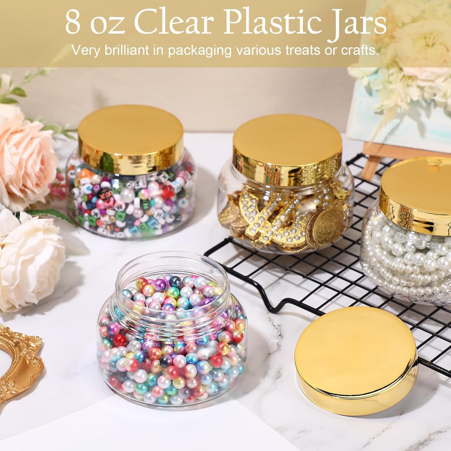 Mumufy Clear Plastic Jars with Lids Round Plastic Containers Empty Travel Containers for Creams Refillable Cosmetic Jars for Lotions Body Scrub Body Butter(24 Pcs,8 oz)