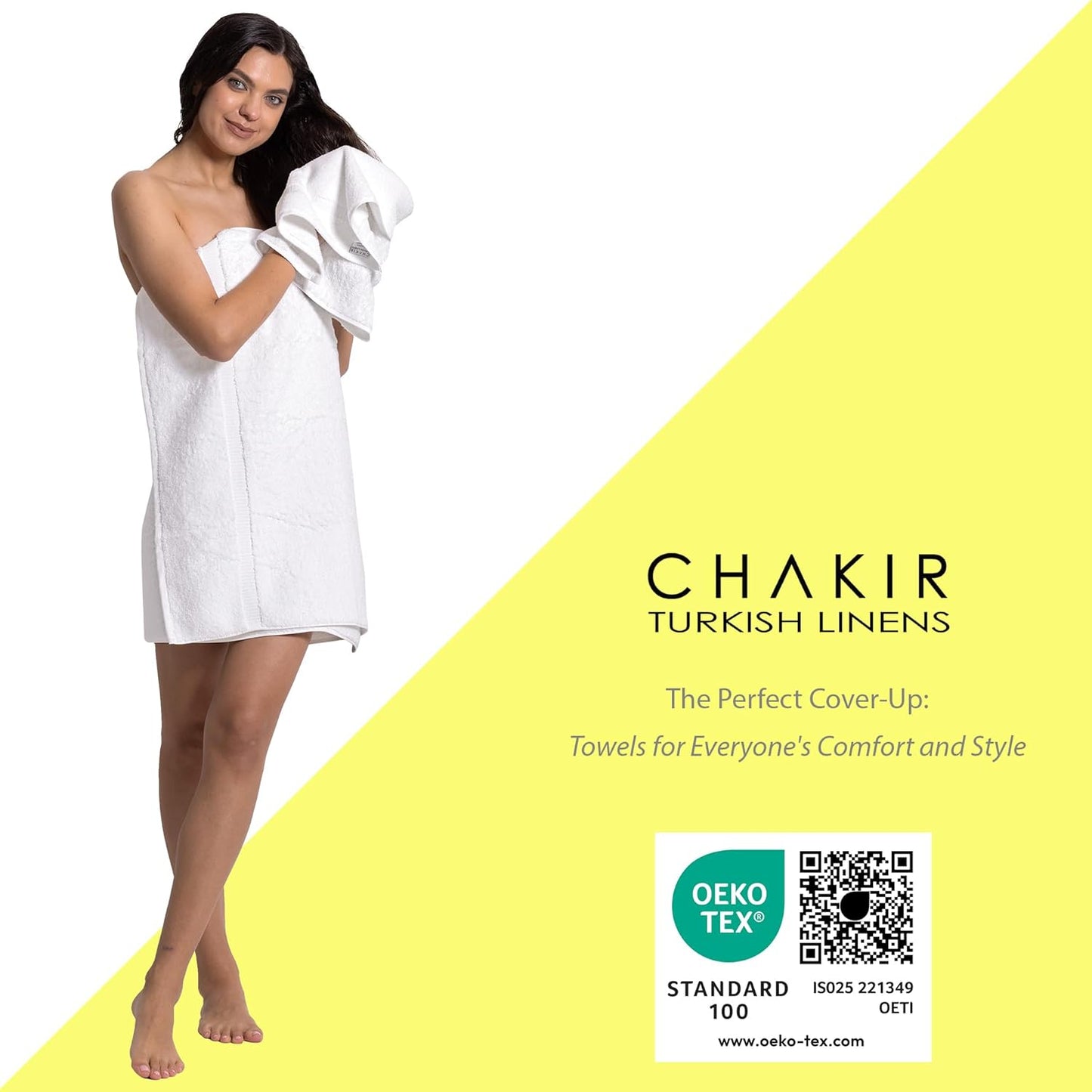 Chakir Turkish Linens Luxury Spa and Hotel Quality Premium Turkish Cotton 6-Piece Towel Set (2 x Bath Towels, 2 x Hand Towels, 2 x Washcloths)