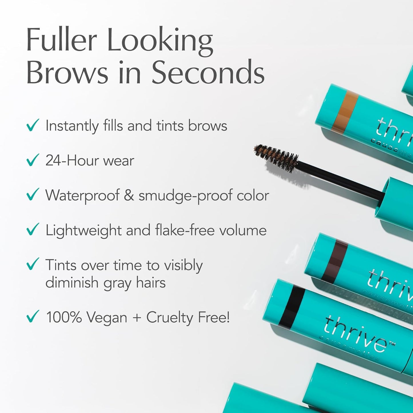 Thrive Causemetics Instant Brow Fix Semi-Permanent Eyebrow Gel, Waterproof Tinted Eye Brow Gel with Vitamin B5, Smudge-Proof, Long Lasting Definition, Vegan & Cruelty Free, Merida (Auburn)