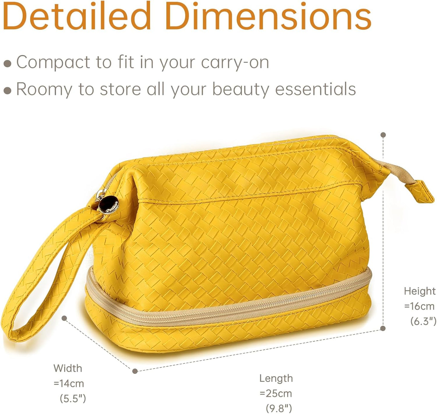 Abiudeng Large Capacity Makeup Bag Ladies Cosmetic Bag Travel Bag with Compartments Portable PU Leather Travel Makeup Bag with Handle