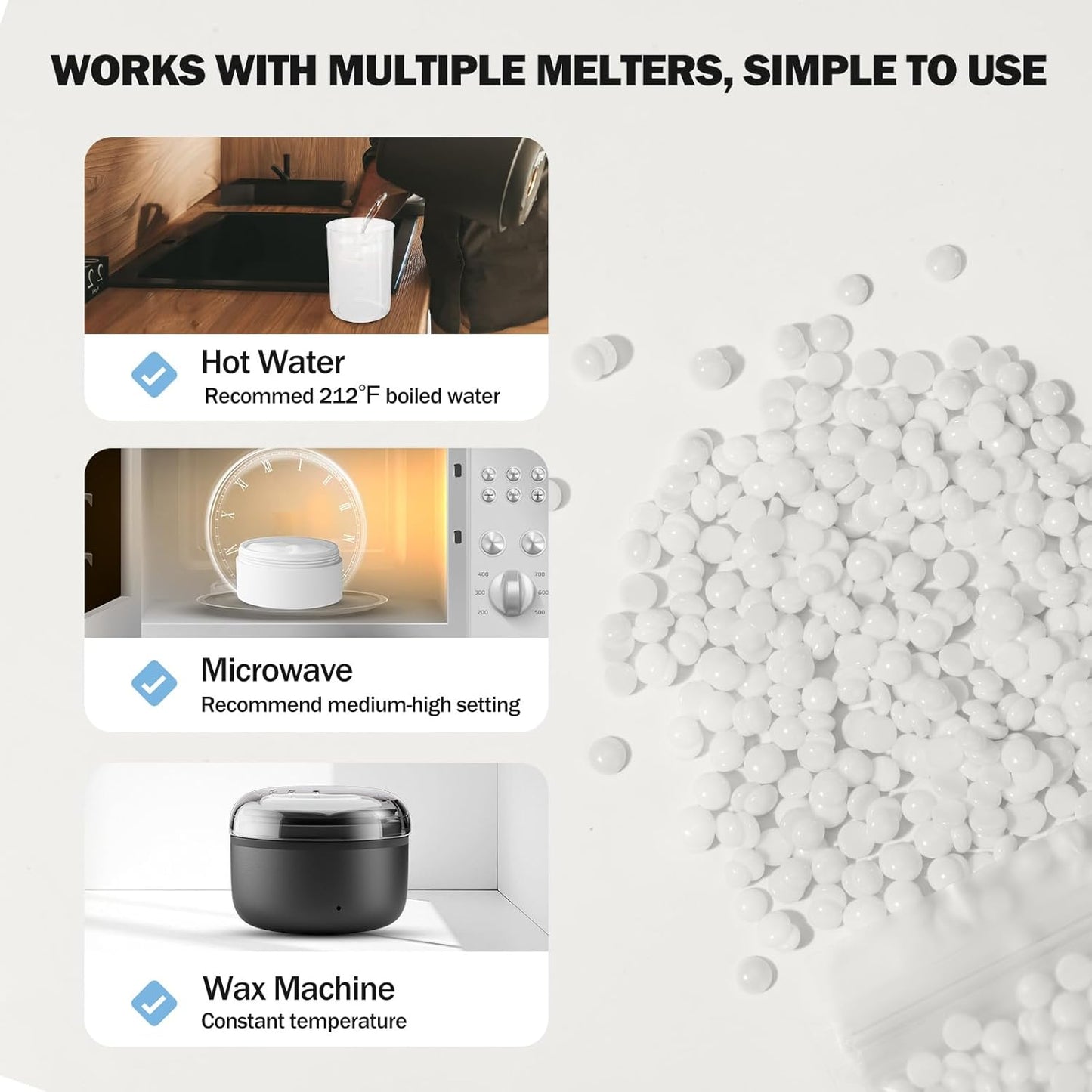 SUERBEATY Hard Wax Beads for Nose Ear Hair Removal, Nose and Ear Wax Kit for Men or Women, Refill Wax Beads for Eyebrow, Lip, Face, Creamy Scent, Painless, Portable, 100g