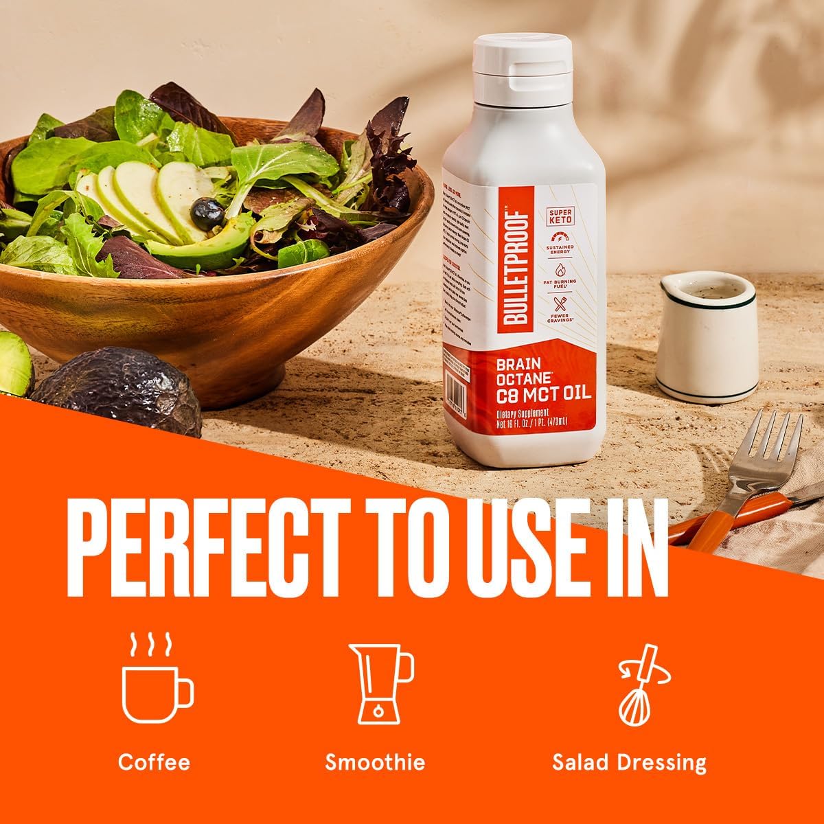 Bulletproof Brain Octane C8 MCT Oil, 16 Ounces (Pack of 2), Keto Supplement for Sustained Energy and Craving Support