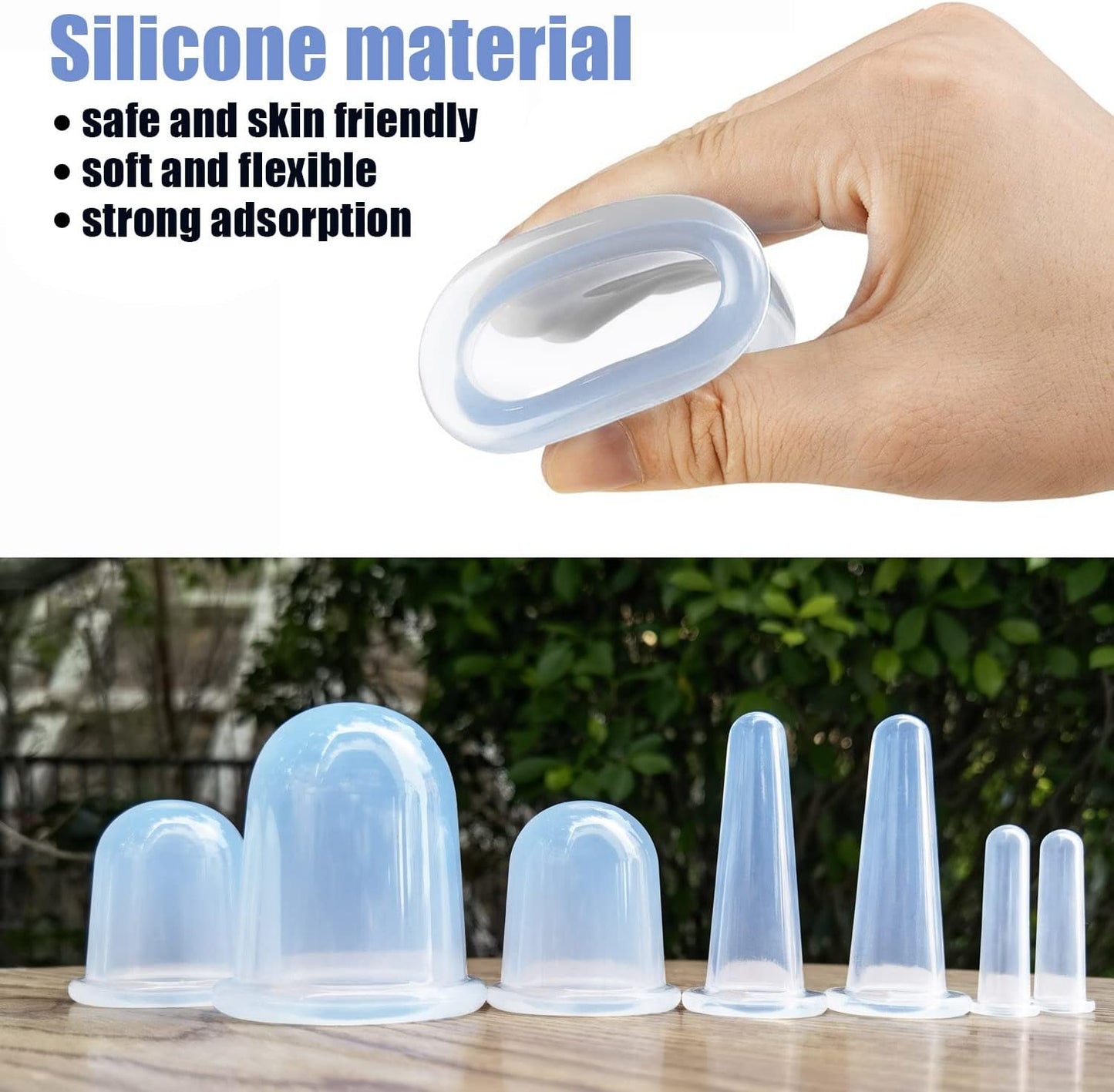 Silicone Cupping Therapy Set - Facial Cupping Set - Face and Body Cupping Massager - Vacuum Suction Cups - Anti-Cellulite Cup - Amazing Cellulite Remover Home Use 7PACK