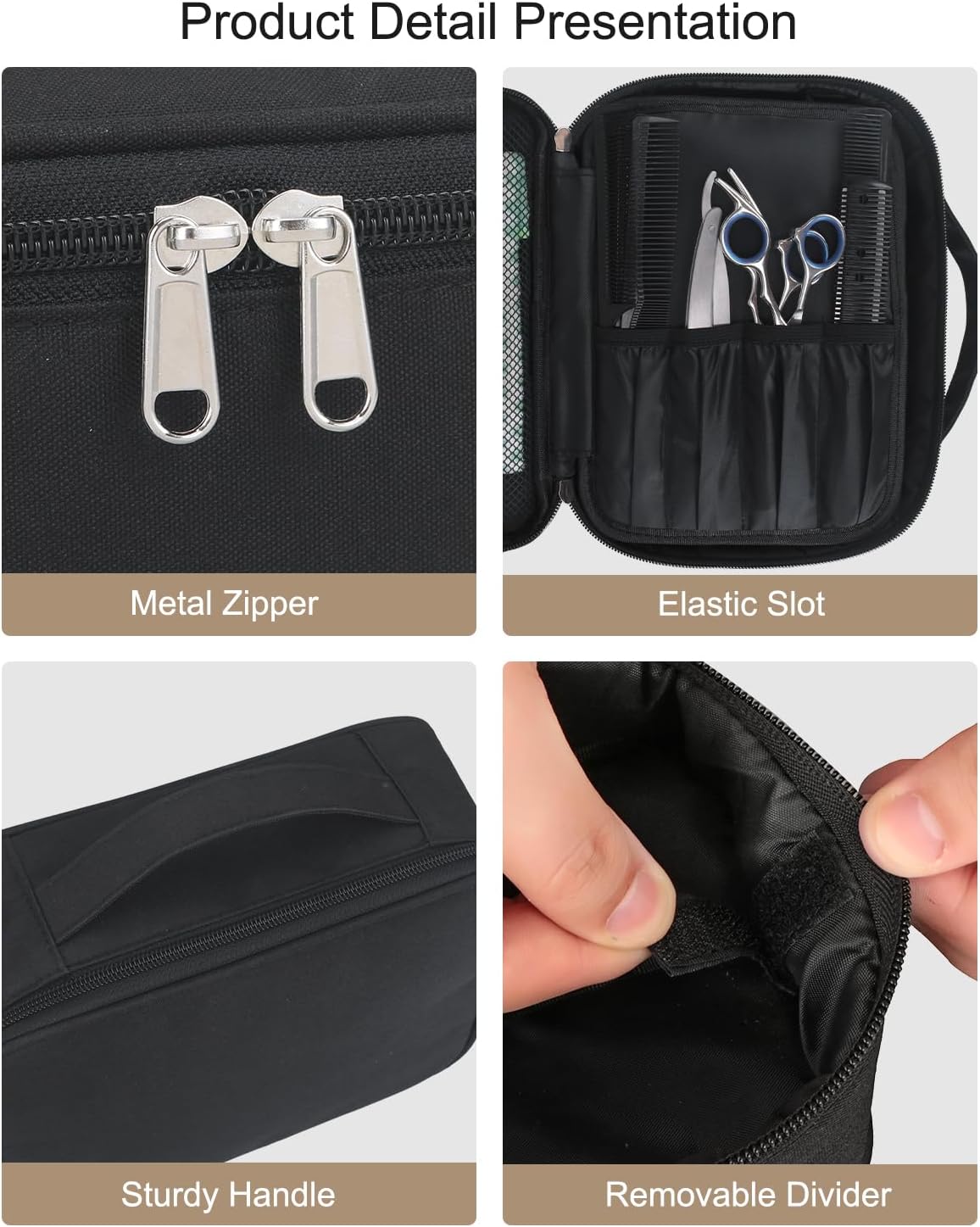 Barber Tool Bag, Large Hair Clipper Bag, Black