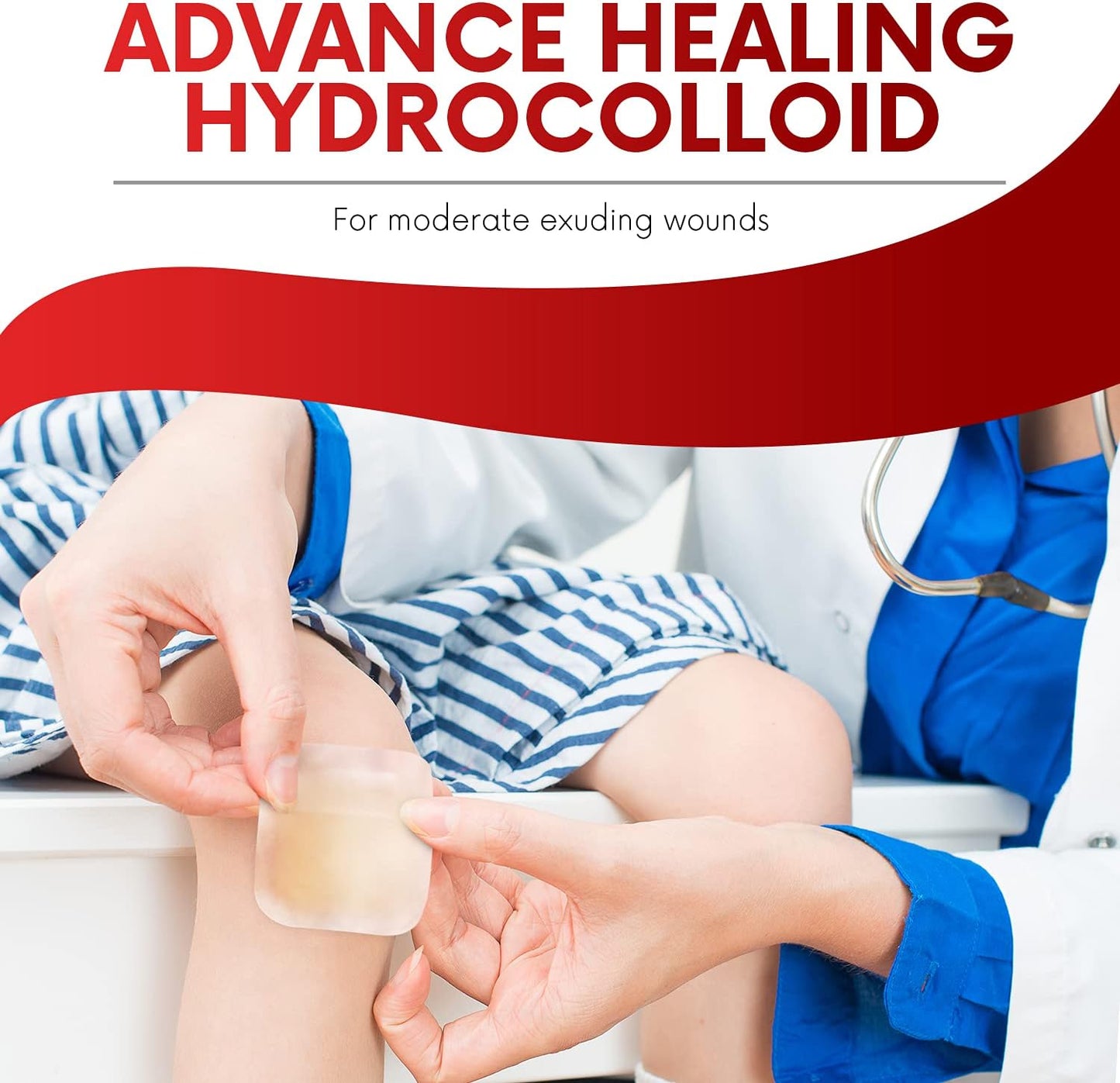 Healqu Hydrocolloid Wound Dressing - 4x4 Thin - Box of 10 Large Bandages - Sterilized Bordered Hydrocolloid Patches for Bed Sores, Abrasions, and More - Waterproof and Absorbent with Protective