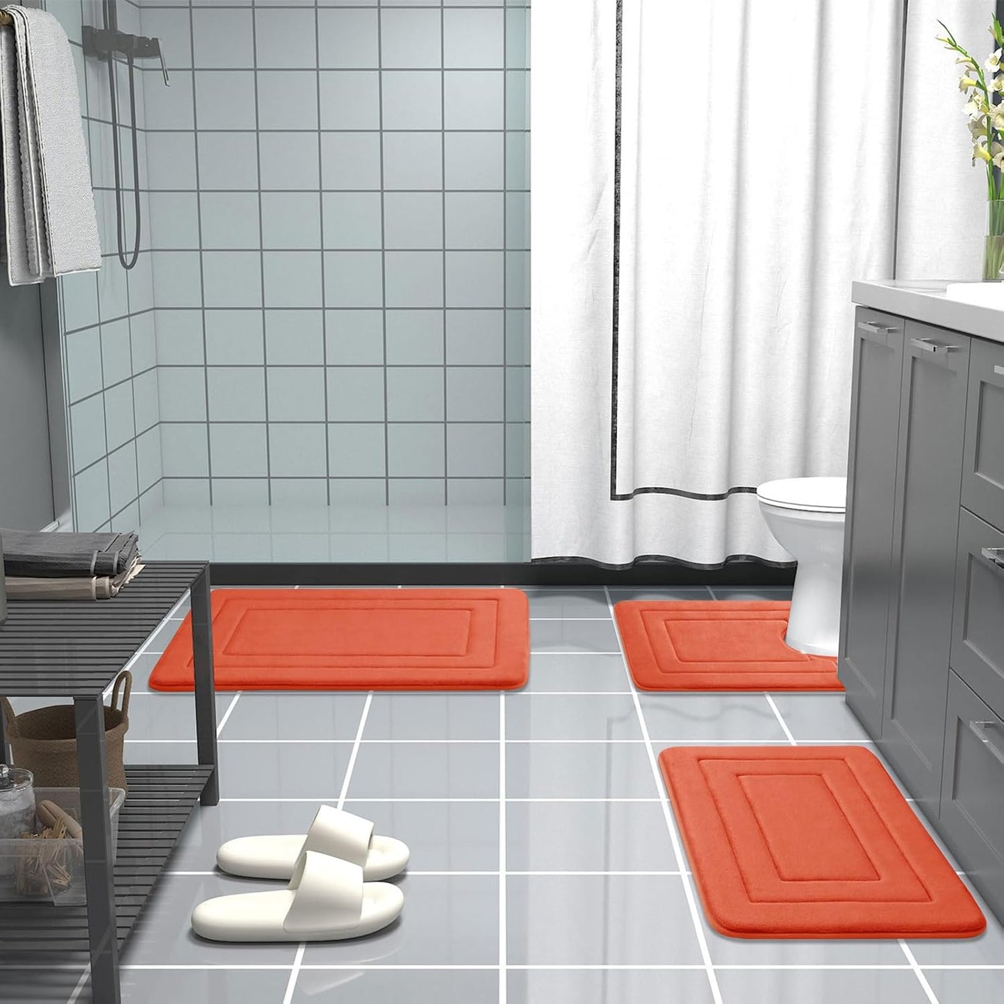 Arotive Memory Foam Bathroom Rug Mat 70x24, Ultra Soft and Absorbent Bath Mat, Machine Wash Dry, Comfortable Bath Rug Carpet for Bathroom Floor, Tub and Shower, Coral