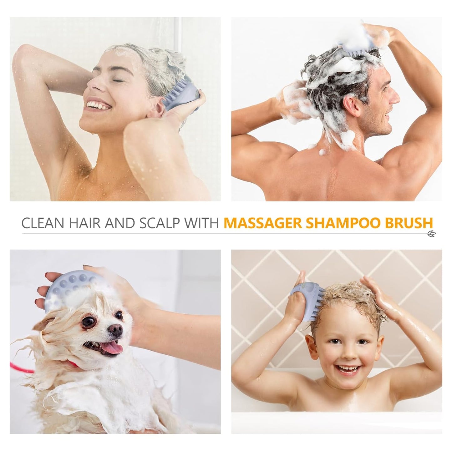 Sndyi 2 PCS Scalp Massager Shampoo Brush, Scalp Scrubber with Soft Silicone Bristles, Scalp Exfoliator for Dandruff Removal, Scalp Massager for Hair Growth, Wet Dry Hair Brush for Scalp Care