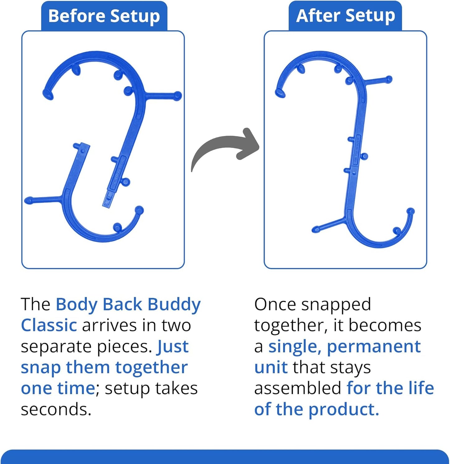 Body Back Buddy Classic USA Made Handheld Full Body Massage Cane Pressure & Trigger Point Massage Tool for Deep Tissue Pain Relief - Dual Massage Hooks for Back, Shoulder, Neck. Manual Back Massager