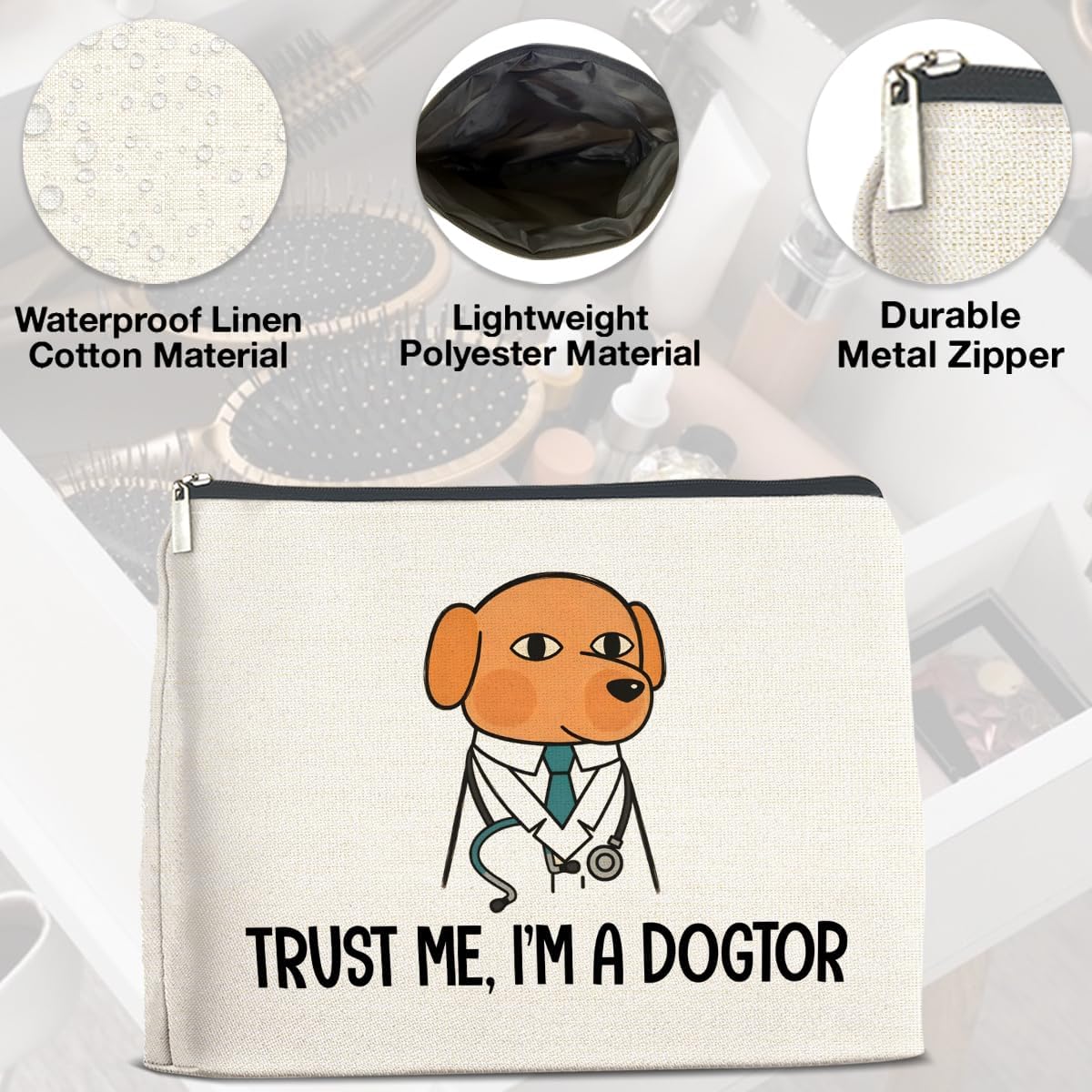 Funny Veterinarian Gifts I'm a Dogtor Makeup Bag Gifts for Women Veterinarian Vet Cosmetic Bag Zipper Pouch Gifts