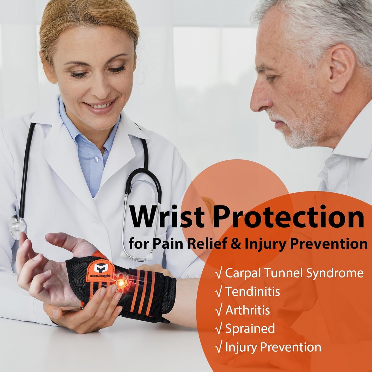 2 Pack Carpal Tunnel Wrist Brace [2025 Upgraded Adjustable Straps & Elastic Thumb Hole] Soft Breathable Night Support Wrist Brace for Pain Relief Tendonitis, Sprain, Arthritis - Left & Right (Size: L)